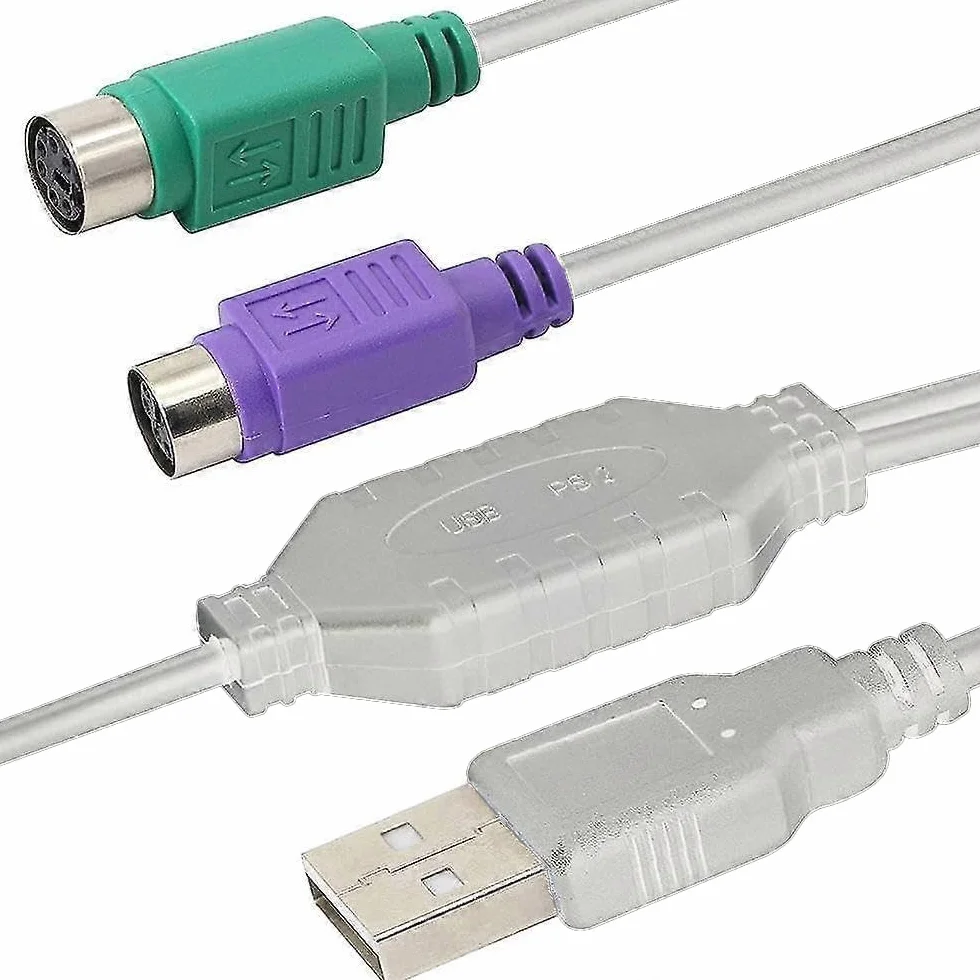 TECHZOCO PS2 - Cavo convertitore USB, adattatore tastiera e mouse, interruttore KVM, compatibile con Windows e Linux, 15 cm, nero