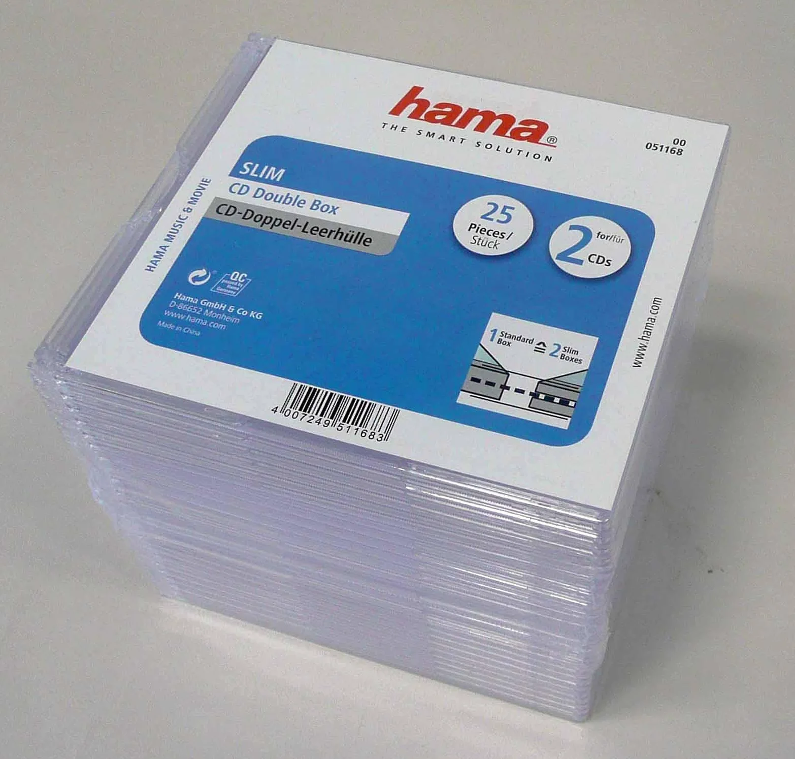 Hama Custodia CD doppia slim trasparente, 25 pzz.