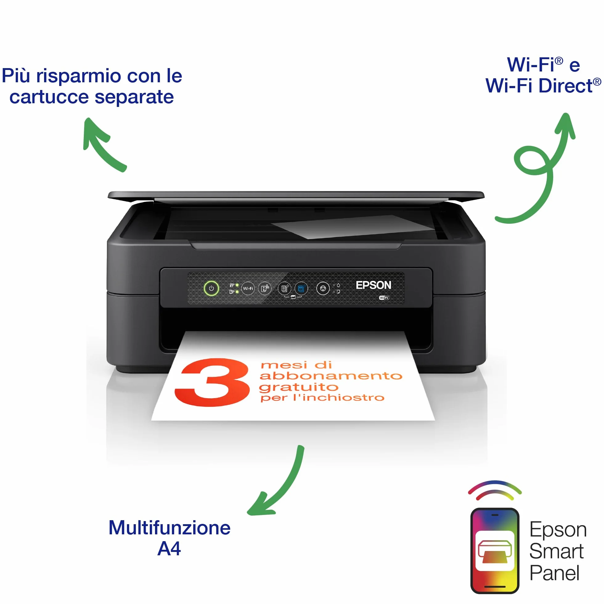 Epson Expression Home XP-2200 Stampante Multifunzione A4 getto d'inchiostro Wi-Fi Direct Stampa Fronte Retro
