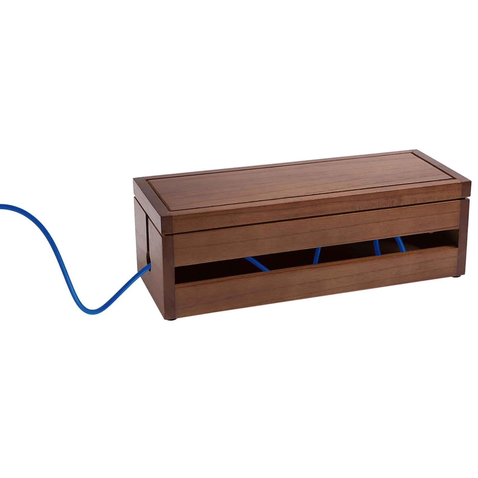 Scatola Organizzatrice Color Caffè Design Multifunzionale in Legno di Paulownia e Dissipazione del Calore, Custodia per Presa e Cavi per Cavi
