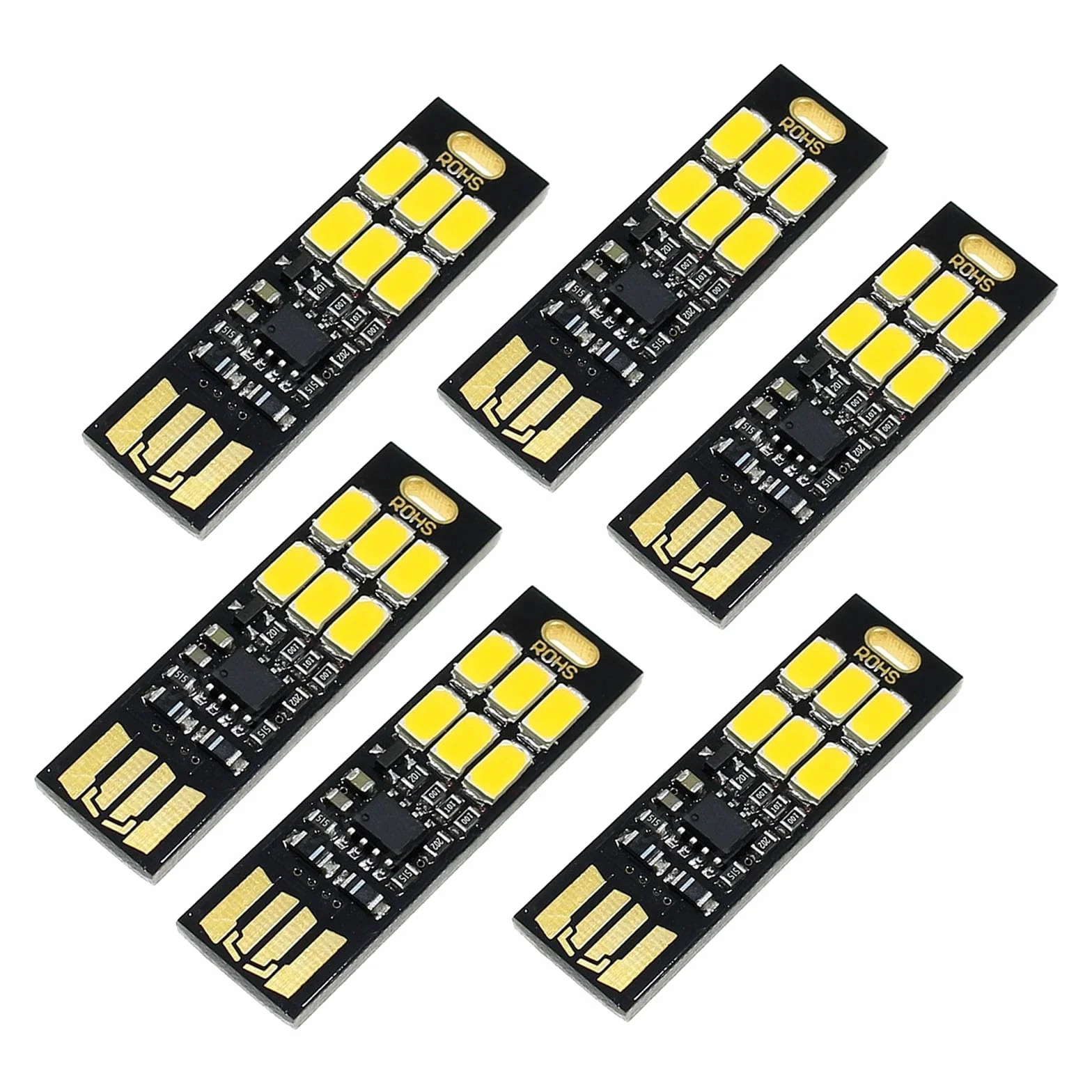 6 pezzi USB LED Stick Super Luminoso Ultra Sottile 6 LED Touch Dimmer Portatile per Tastiera Laptop Bianco Caldo