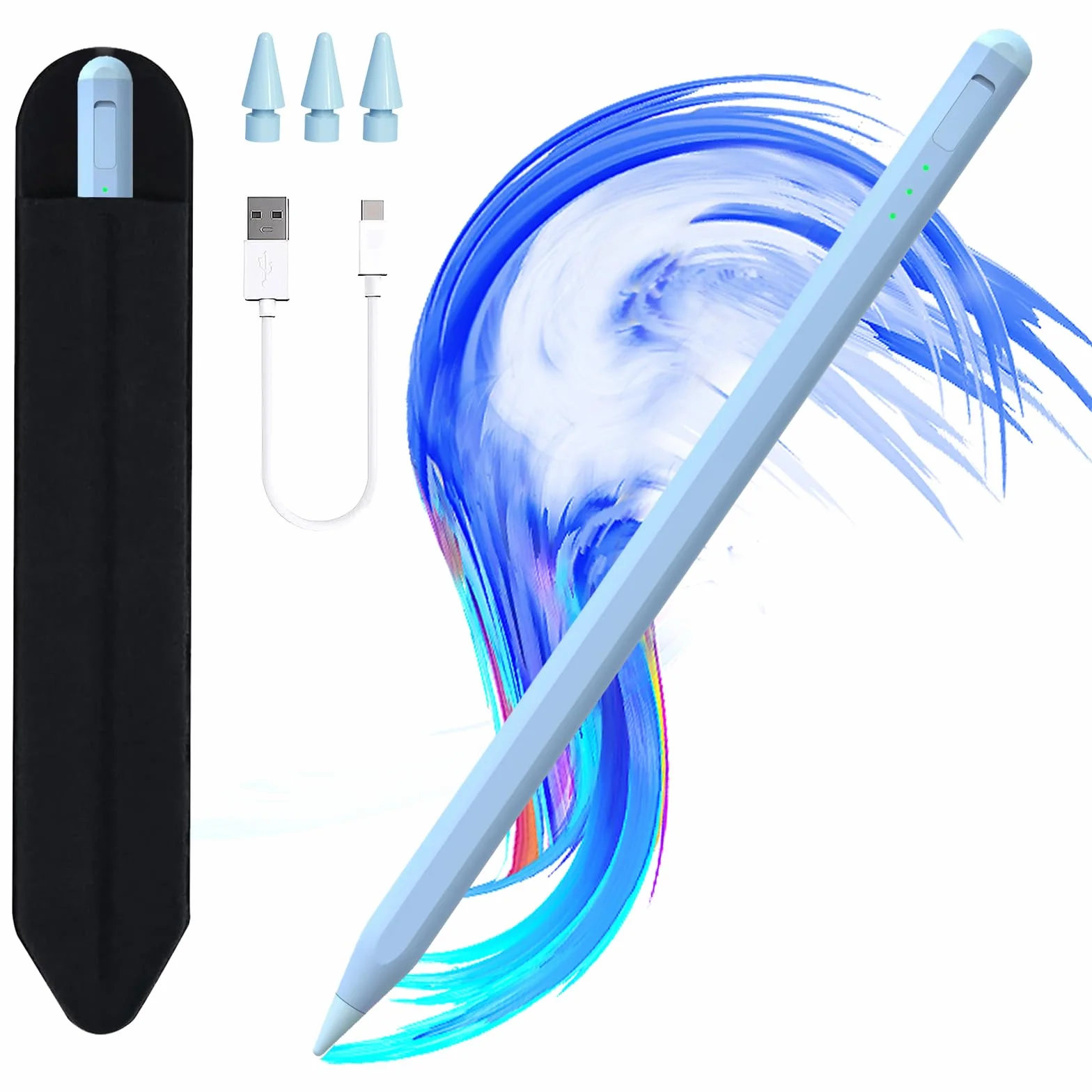 Penna per Apple iPad 2018-2025, Pencil iPad Ricarica Rapida, Stylus Pen con Rigetto del Palmo, Sensibilità All'inclinazione per ipad A16 11/10/9/8/7/6,Pro 11/12.9,Air 3/4/5/M2/M3,Mini 5/6