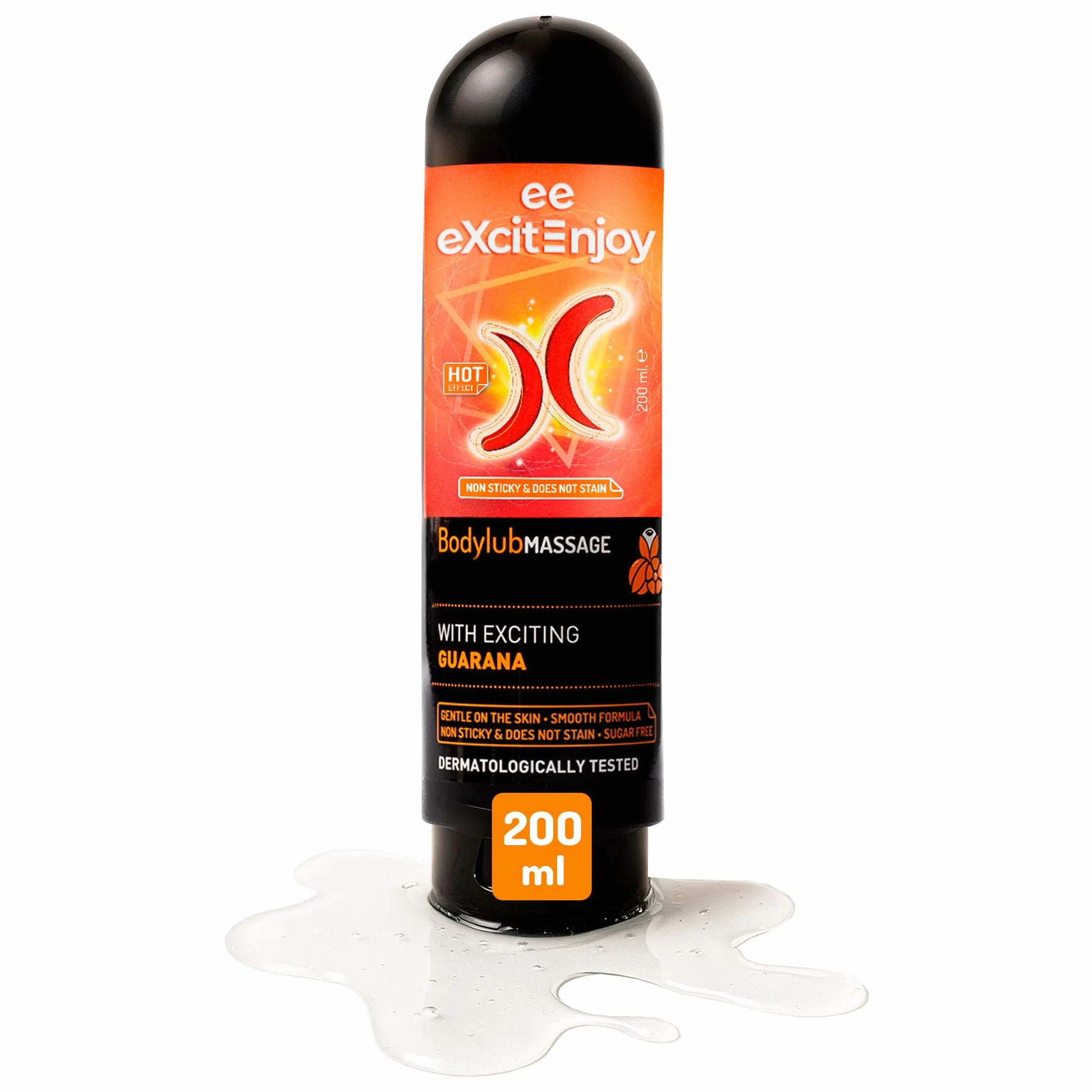 Excite Lubrificante Intimo all'Acqua con Guaranà e Acido Ialuronico 2 in 1 Gel Riscaldante per Massaggi Vegano 200ml