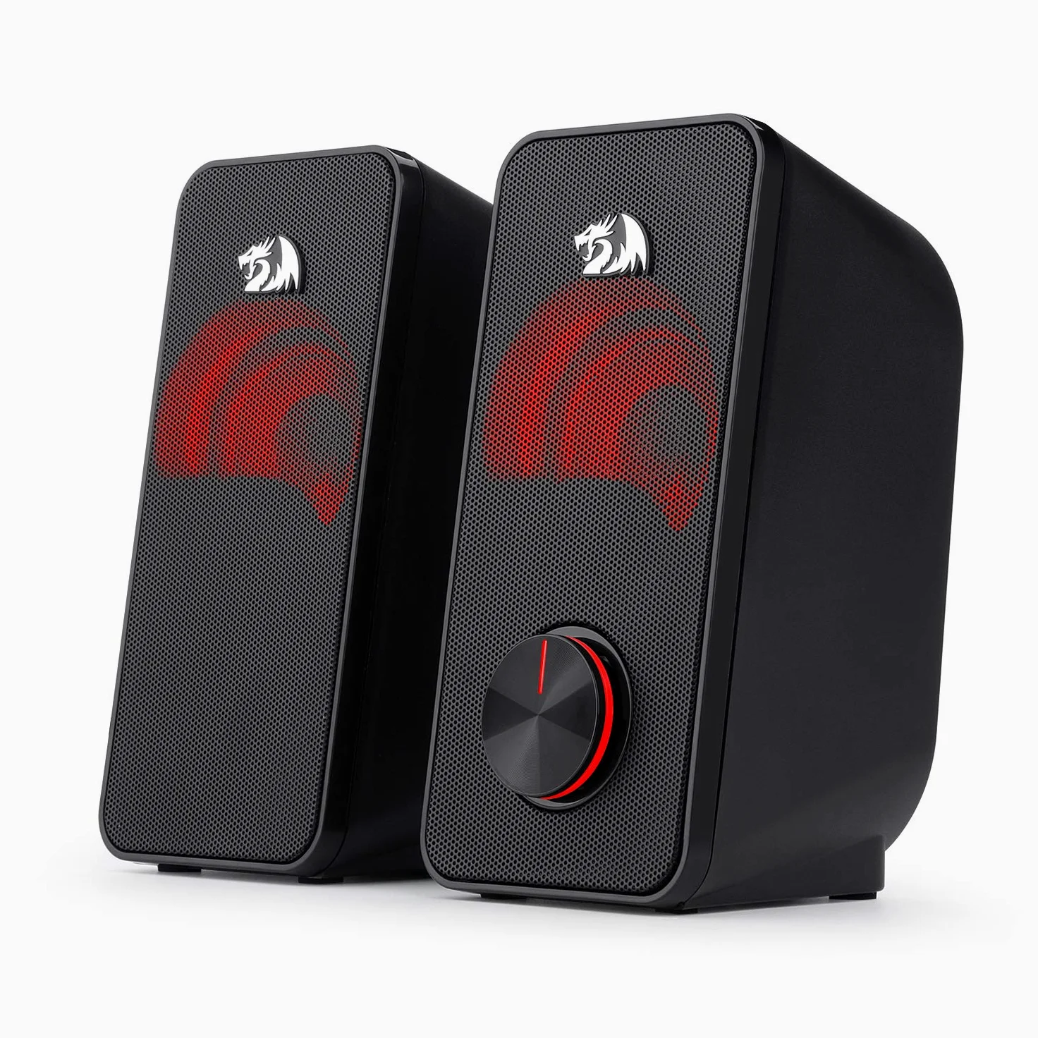 Redragon Altoparlante stereo 2.0 Stentor (GS500) 2x5W per computer con retroilluminazione rossa, alimentato da USB & Jack 3,5 mm