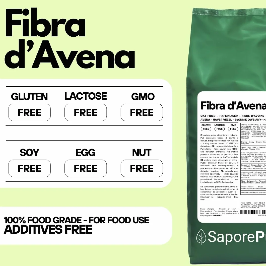 SaporePuro Fibra di Avena in polvere 1 kg - Fonte Naturale di Fibre