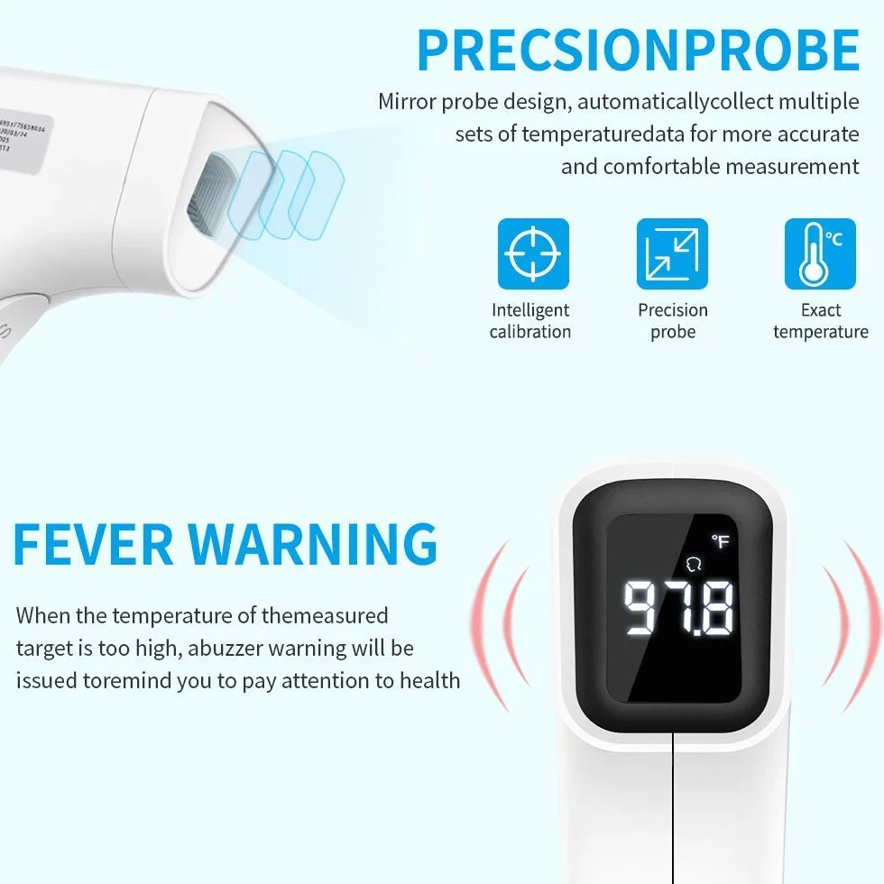 Bblove Alicn Medical Telcominstrument Termometro a Infrarossi Frontale con Display CE, bianco