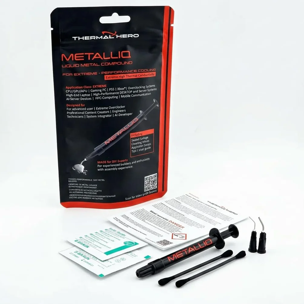 METALLIQ Pasta termica metallo liquido CPU GPU raffreddamento estremo PC gioco overclocking delid