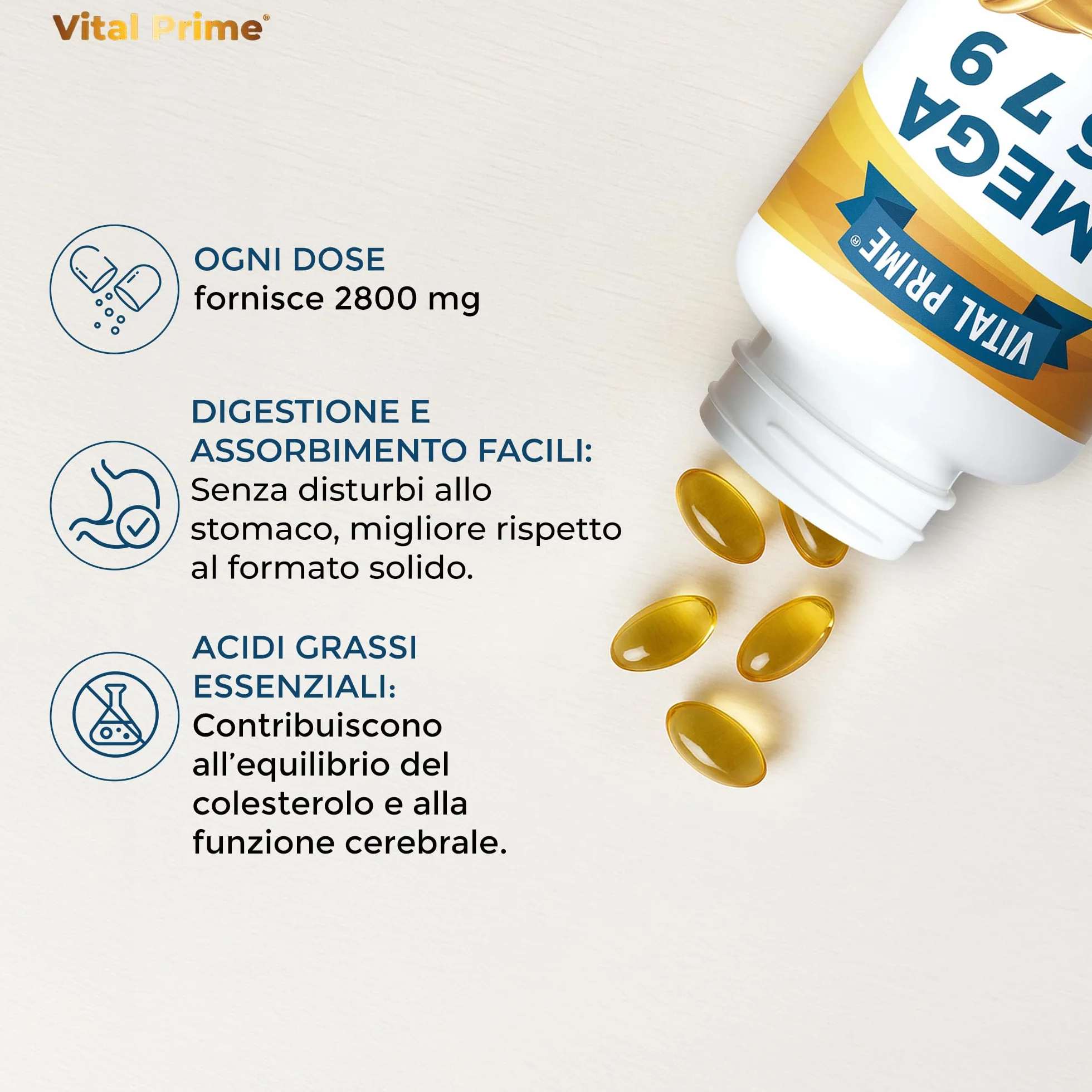 Omega 3 6 7 9 2800mg 90 Perle Capsule Molli con Oli di Lino, Enotera, Oliva, Germe di Grano e Noci di Macadamia
