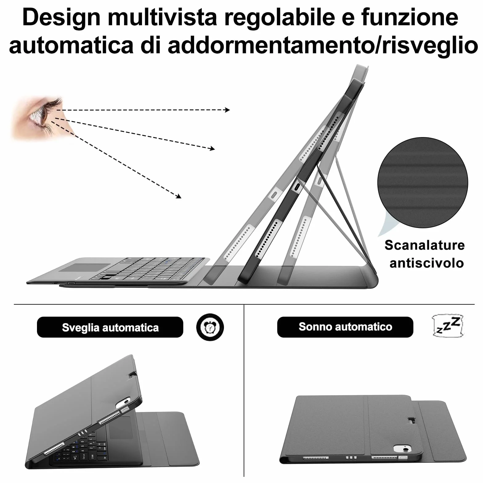 IVEOPPE Tastiera iPad Air 13 M4 2026/M3 2025/M2 2024 con Touchpad, Cover Tastiera Trackpad Italiano QWERTY Magnetico Staccabile Bluetooth con Portapenna per iPad pro 12.9 3-6 Gen, Nero