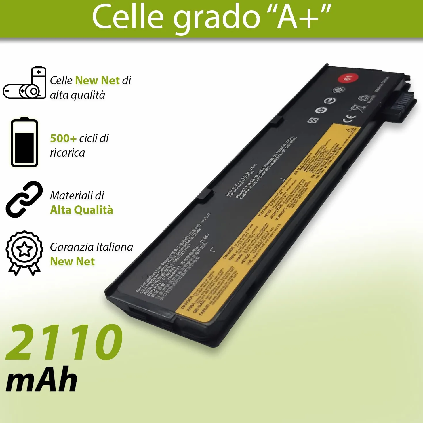 New Net Batteria compatibile con Lenovo ThinkPad T470 T480 T570 T580 A475 A485 P51S P52S 25 TP25 01AV423 01AV422 01AV424 01AV425 01AV426 01AV427 01AV452 01AV490 01AV491 01AV492 [11.4V - 24 Wh SLIM]