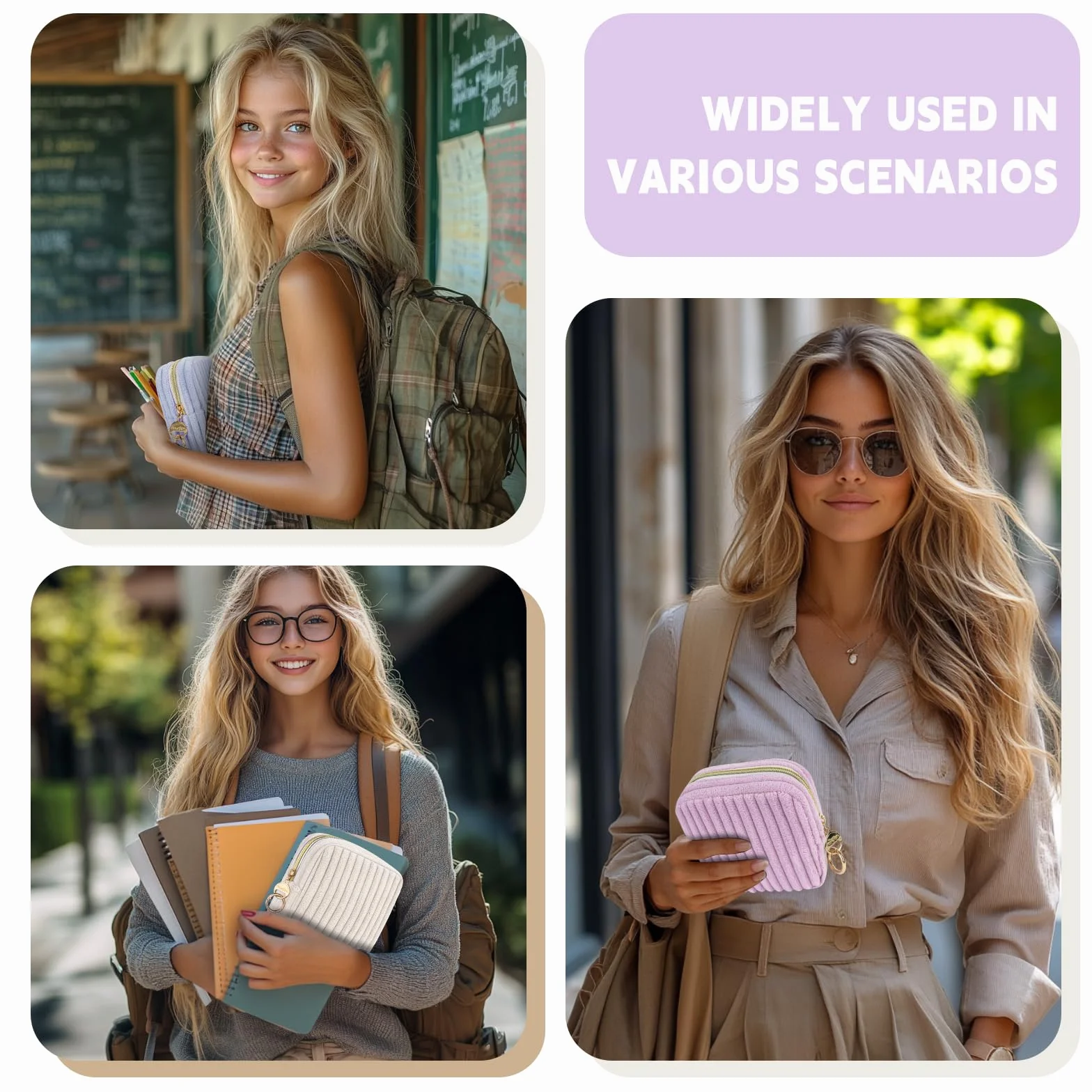 Pochette Porta Assorbenti Igienici con Cerniera Piccola Portatile Viola