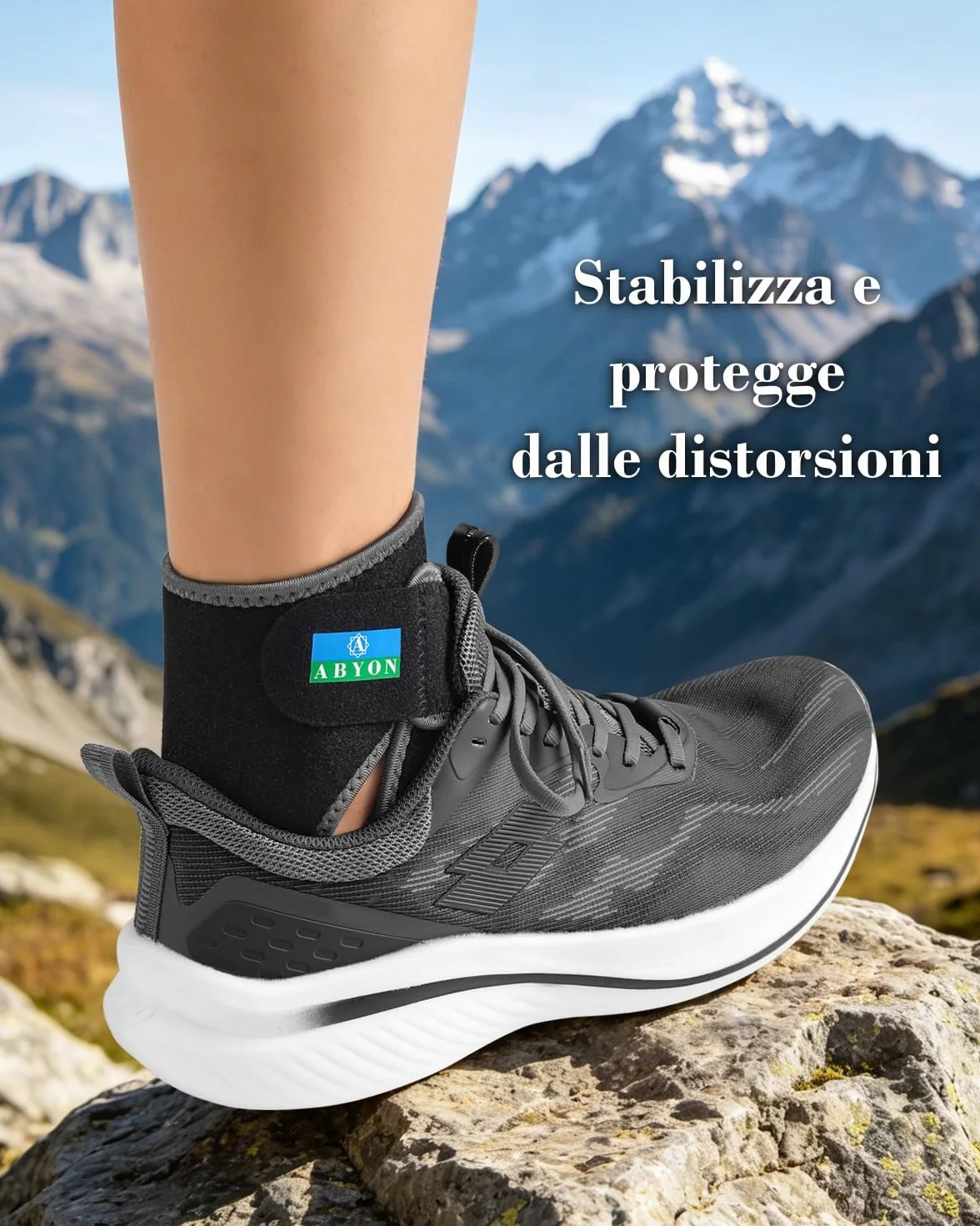 ABYON Cavigliera in Neoprene Traspirante Taglie S/M/L con Fasce Regolabili per Basket, Tutore per Caviglia