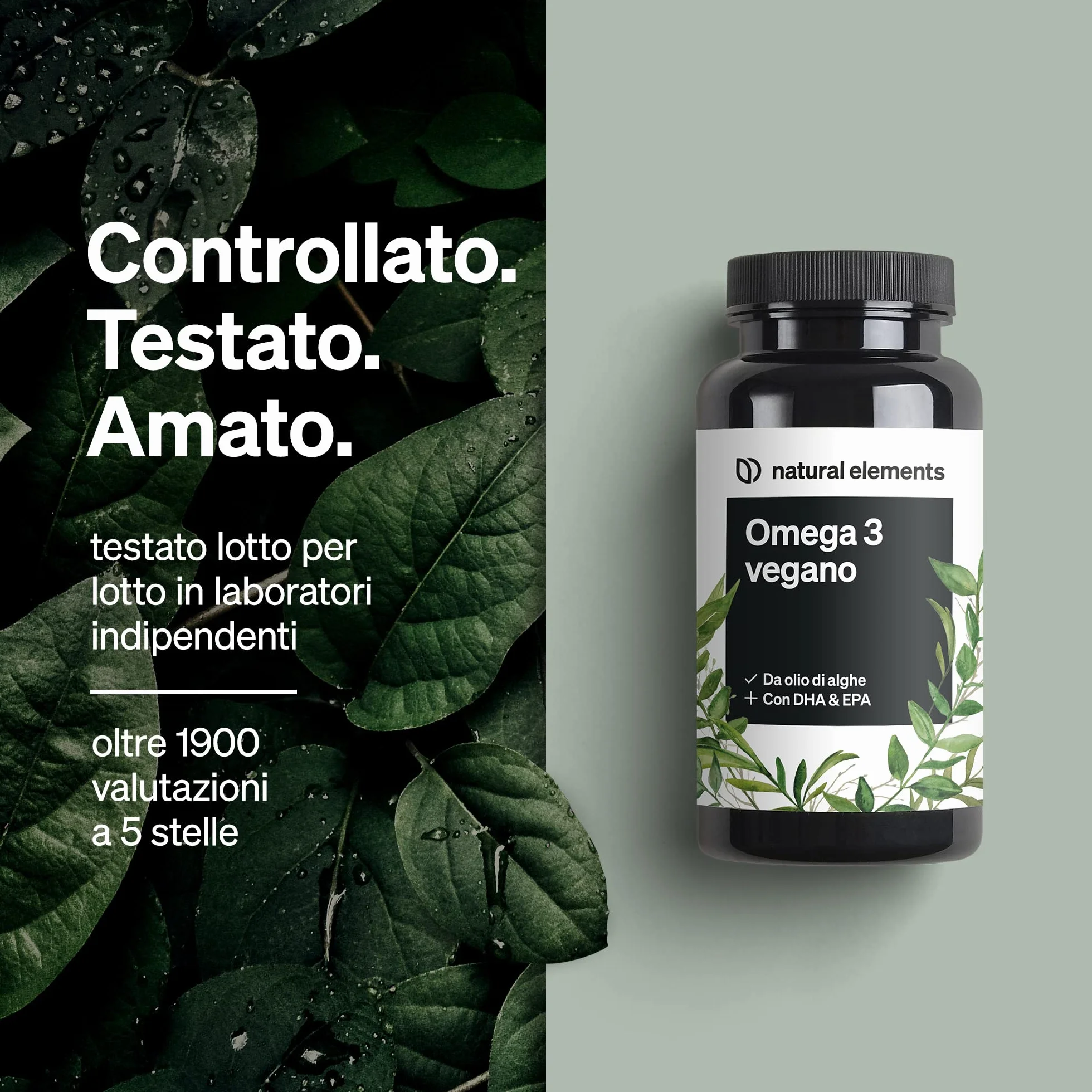 Omega 3 Vegan 1444mg Olio di Alghe EPA DHA 90 Capsule