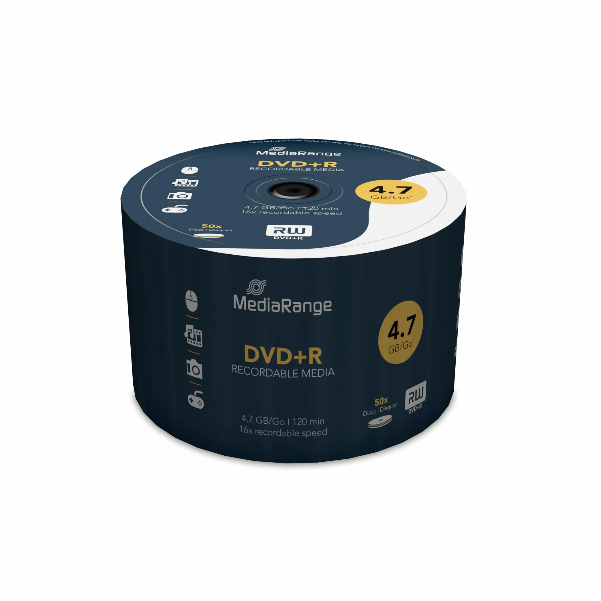MediaRange MR445 Confezione Dvd+R, Argento