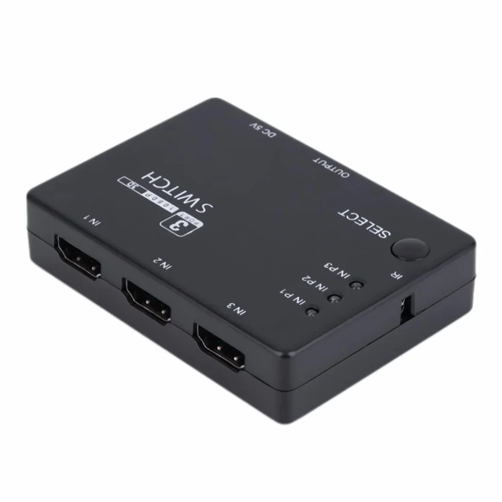 MMOBIEL Switch 3 in 1 HDMI Full HD 1080p 12Bit Colori Profondi 3-Porte Intelligenti Compatibile con 4K Ultra HDMI Port incl. Telecomando IR