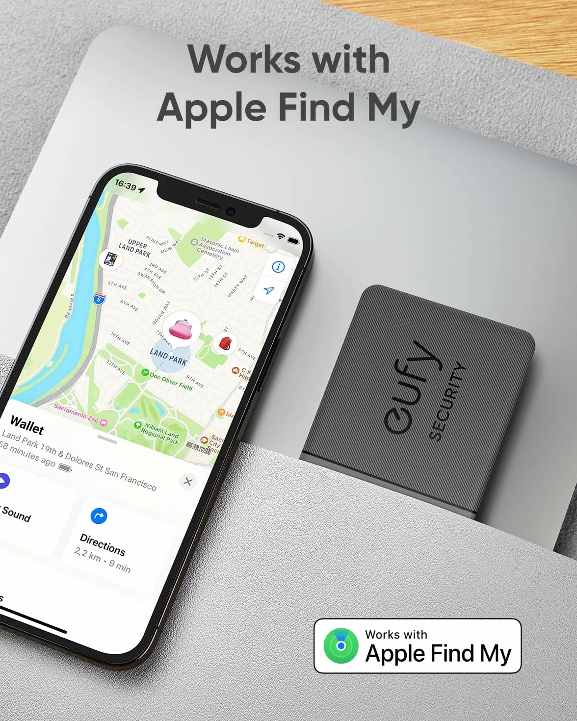 eufy Security SmartTrack Card E30, ricaricabile, compatibile con Apple Find My (solo iOS), localizzatore Bluetooth, perfetto per portafoglio, passaporto e laptop, resistente all’acqua