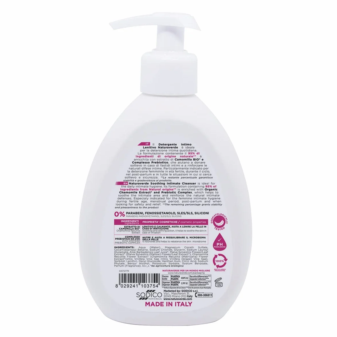 Naturaverde Detergente Intimo Lenitivo pH 3.5 300ml
