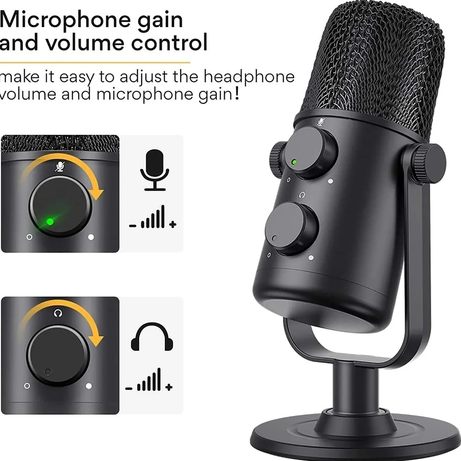 Microfono Di Registrazione, Microfono Per Alesatura Cardioide a Condensatore USB, Corpo Interamente In Metallo, Adatto Per YouTube, Skype, Giochi, Insegnamento Online, Podcast, Studio