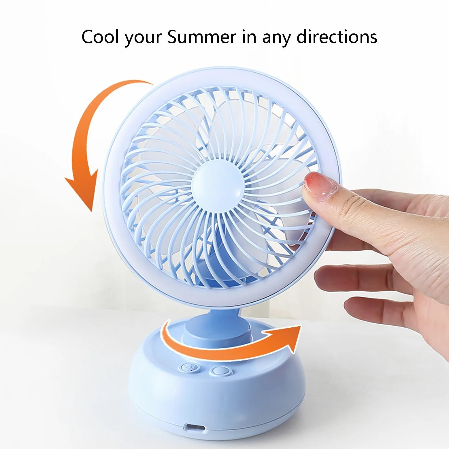 Ventilatore da tavolo portatile ricaricabile tramite USB, mini ventilatore oscillante con forte flusso d'aria, raffreddamento ultra silenzioso a 3 velocità, per casa ed esterni, design compatto (rosa)