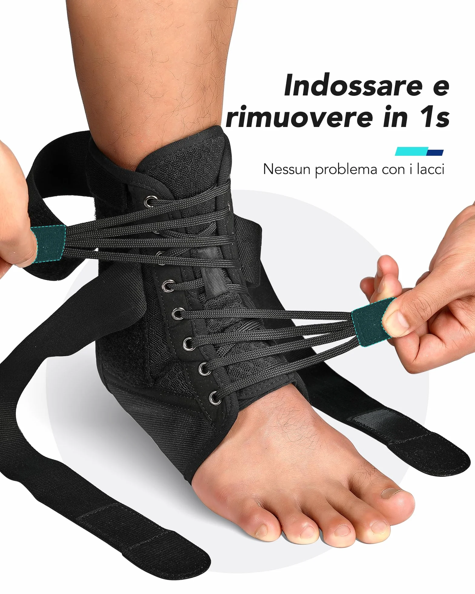 Fitomo Cavigliera Ortopedica con Stabilizzatore Staccabile per Distorsione, Tutore Caviglia Sportivo Nero L