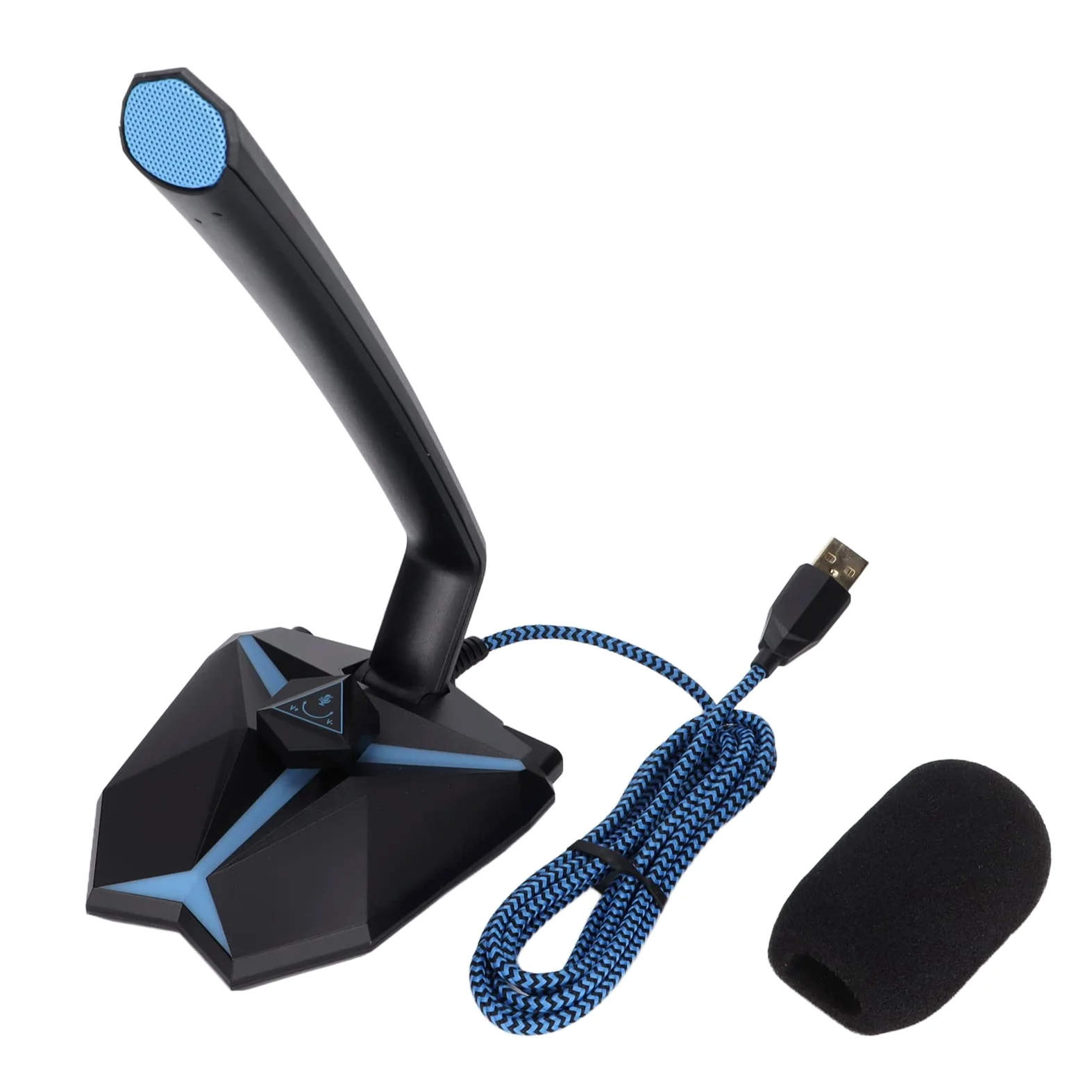 Bewinner Microfono USB per Computer, Microfono per PC USB Omnidirezionale con Regolazione 'Angolo Regolabile con Indicatore LED Freddo, Microfono USB per PC per Riunioni di Ufficio di