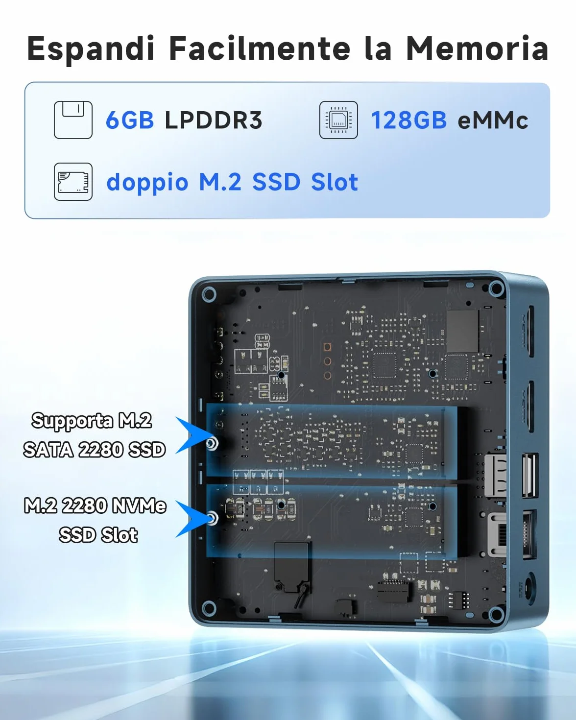 BMAX Mini PC B1 Plus Intel Celeron J3355 6GB RAM 128GB eMMC Espandibile 2TB m.2 SSD Desktop Computer Dual Display 4K@60 Hz HDMIx2 USBx4 WiFi 5 Bluetooth
