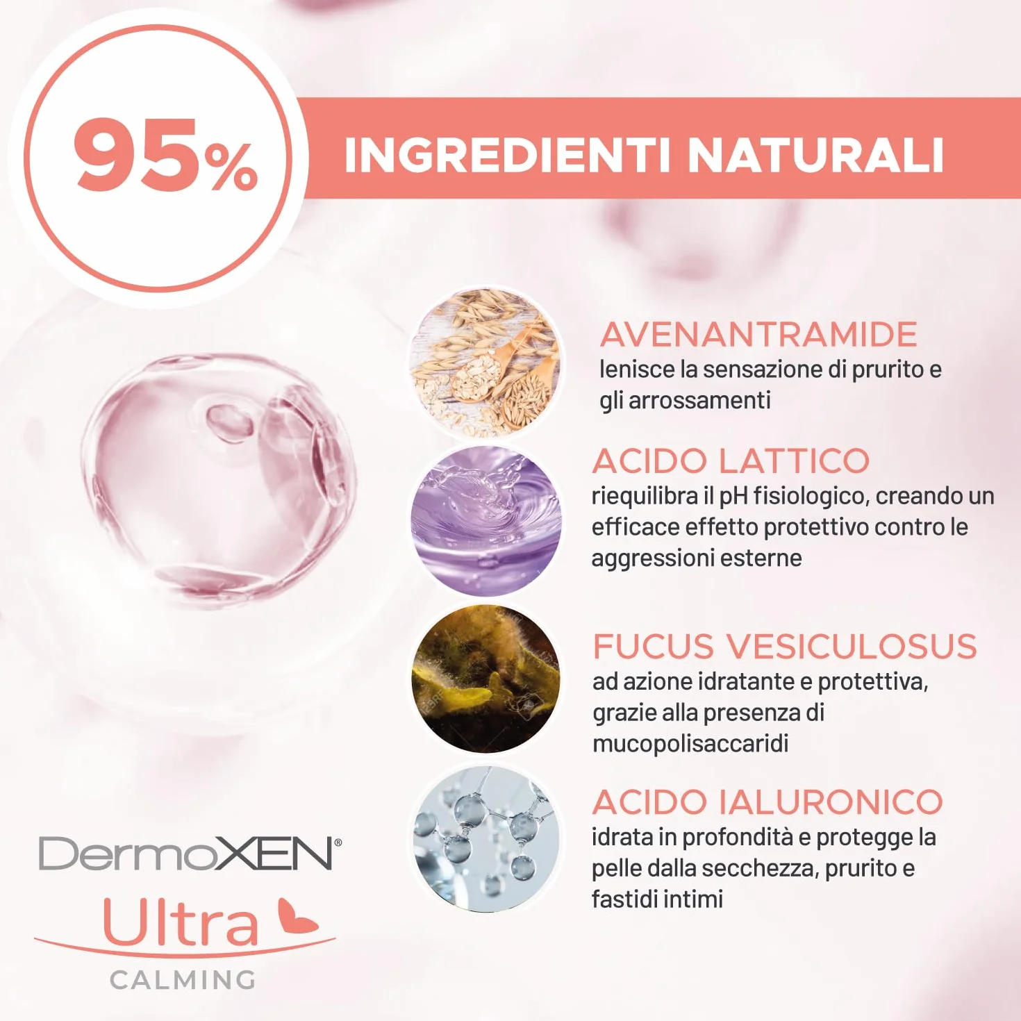 DERMOXEN Detergente Intimo Donna 125ml Sapone Intimo Idratante Acido Ialuronico e Lattico Senza Glucosio e Parabeni