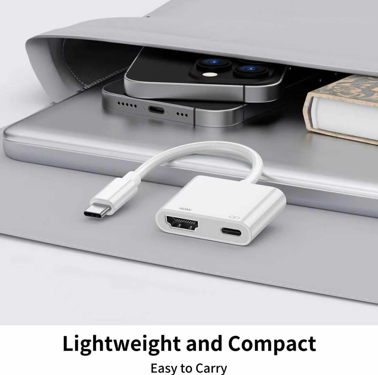 Adattatore USB C HDMI per iPhone 17/16/15, USB C Digital AV Adapter 4K@60Hz, Convertitore Sync Schermo Video e Audio, Cavo HDMI Compatibile con iPhone/MacBook/iPad/Laptop a TV/Proiettore/Monitor