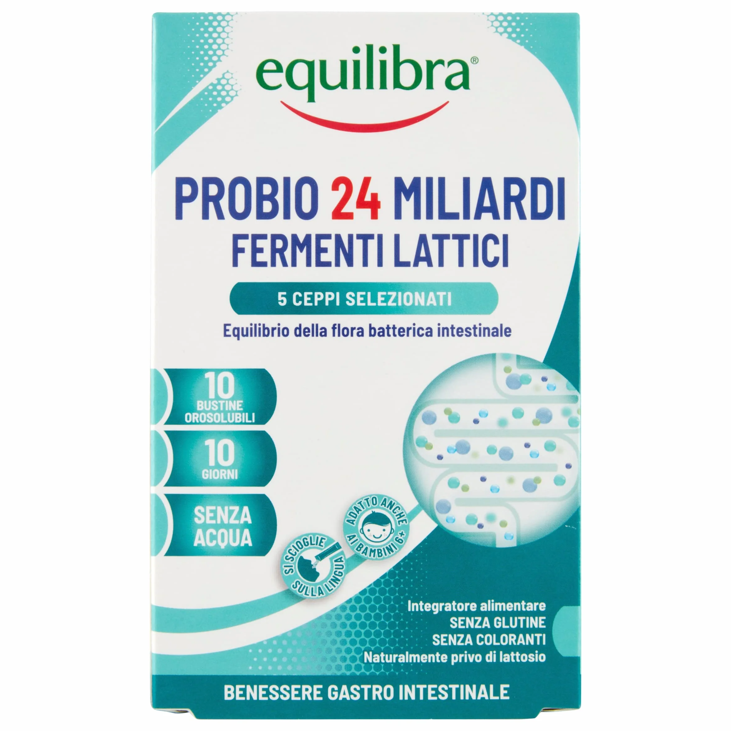 Equilibra Probio 24 Miliardi Integratore Fermenti Lattici Flora Intestinale 10 Bustine Orosolubili