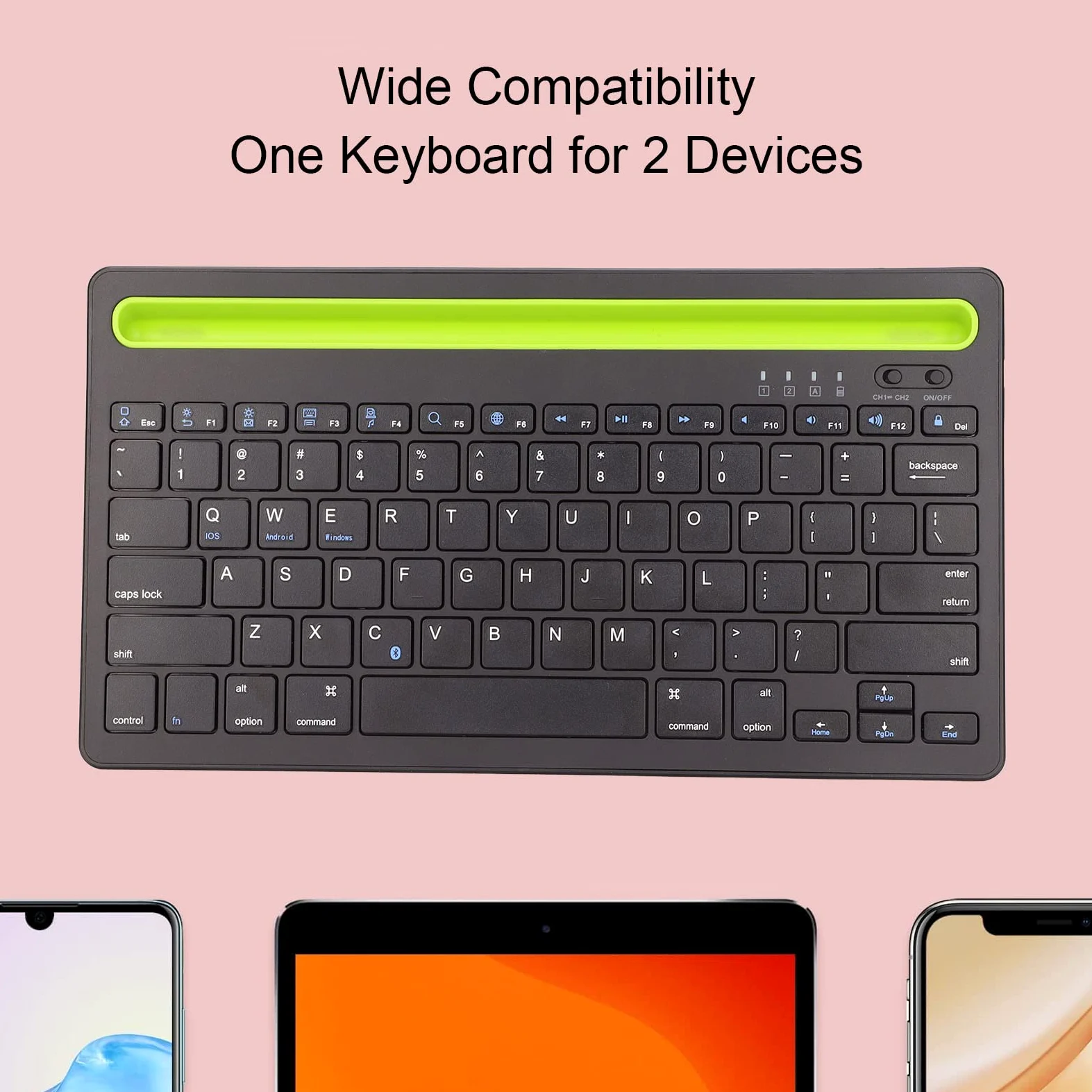 Tastiera Bluetooth Multidispositivo, Tastiera Bluetooth Universale Supporto per Cellulare Integrato Multidispositivo Tastiera Wireless per Windows, Tastierino Numerico Connetti Fino