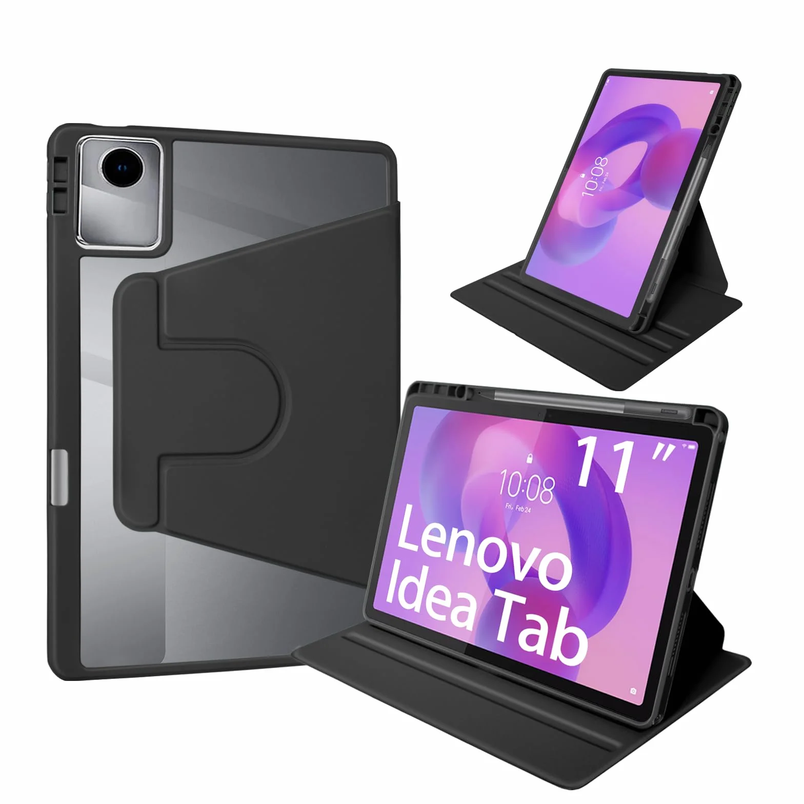 Custodia per Lenovo Idea Tab 11 Pollici, Case Cover Rotante con Portapenne, Nero