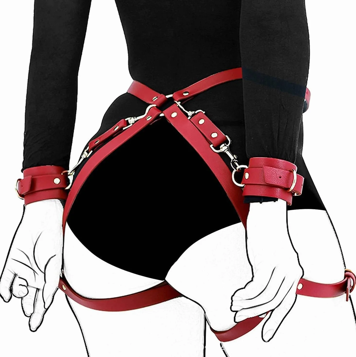 Cintura di fissaggio multiuso decorativa da donna in pelle multi-fibbia regolabile