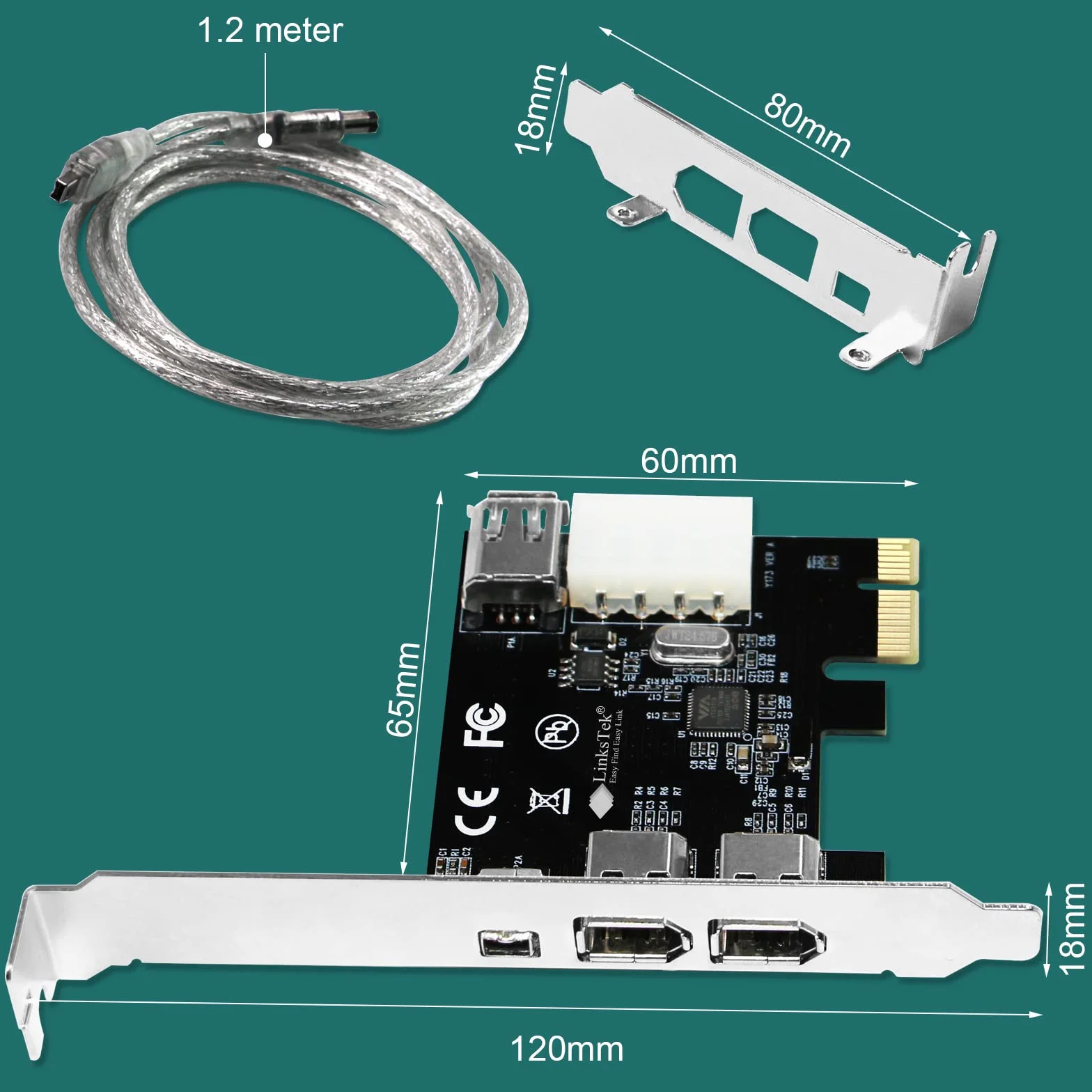 Scheda di espansione PCIE FireWire 400 a 4 porte 1394A 1394A per PC desktop Windows, 3 porte 6 pin e 1 porta 4 pin 1394A 400 Mbps, con cavi a 4 pin 1394A 1394A e staffa a basso profilo