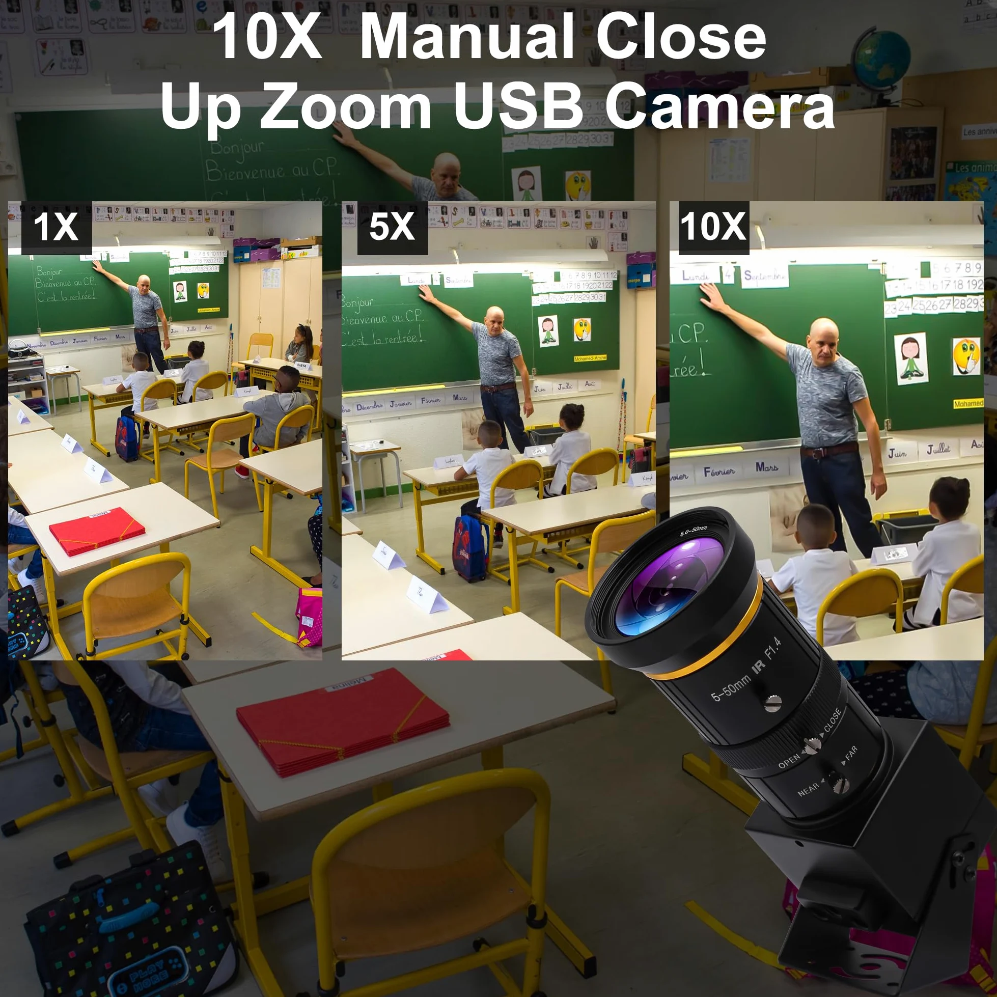 Zoom Ottico 10X 60fps HDMI USB3.0 Fotocamera 4K Ad Alta Velocità H.264 Uscita simultanea Webcam PC Plug and Play per Sicurezza Informatica Industriale Live Streaming CCTV Proiettore