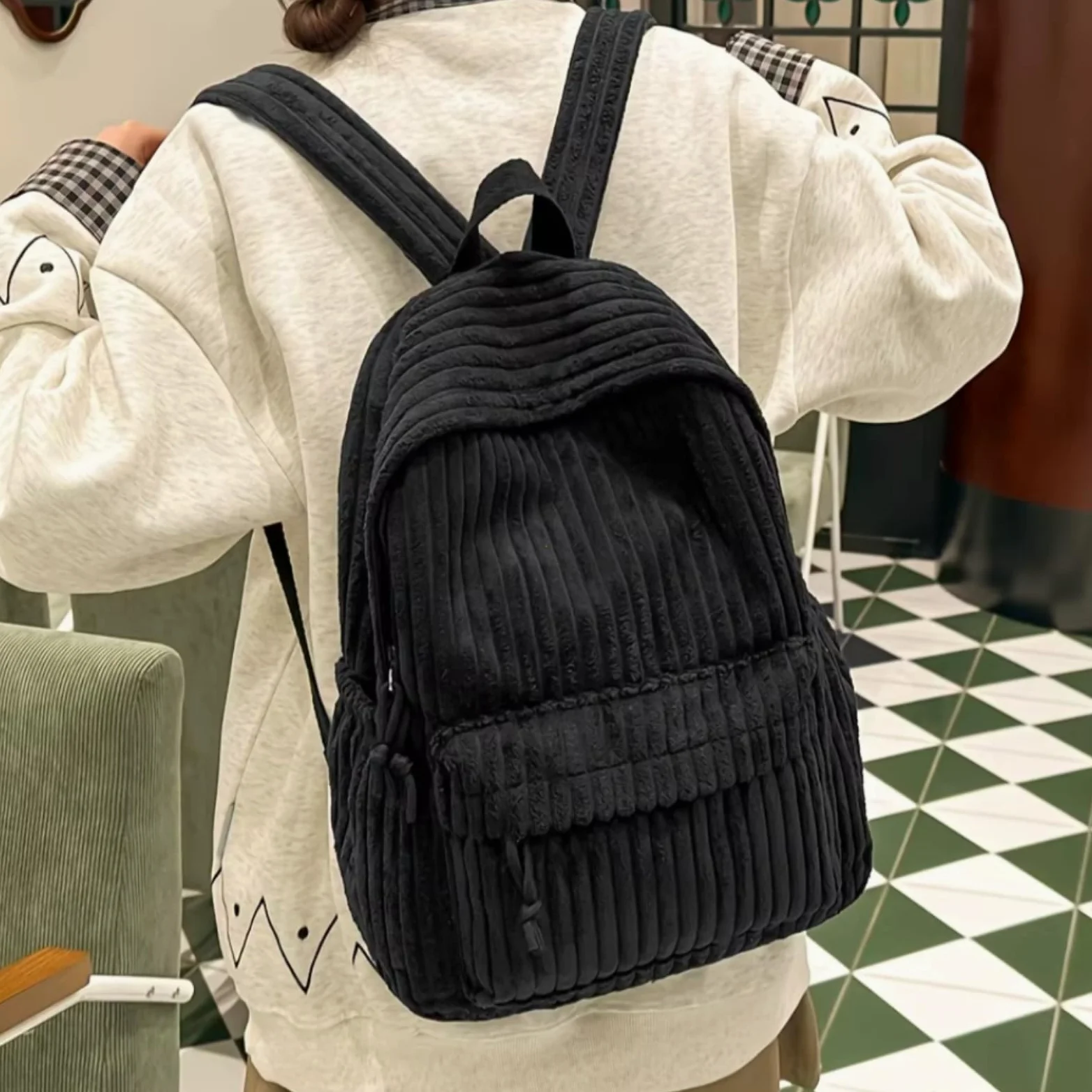 Zaino da Viaggio Zaino, Borsa Scolastica Studente di Grande capacità-Khaki