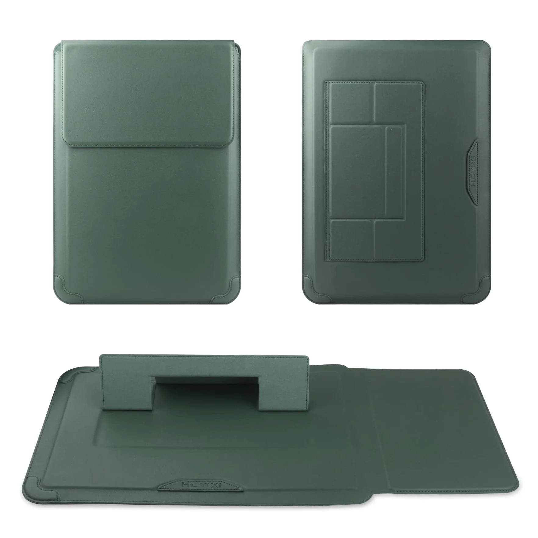 HoYiXi 14'' Laptop Custodia con Stand Sleeve Case in Pelle Compatibile con MacBook Pro 14 2021/ASUS Vivobook 14/HP Pavilion X360/ IdeaPad/Dell HP ASUS Acer HUAWEI Matebook 14'' PC, Verde