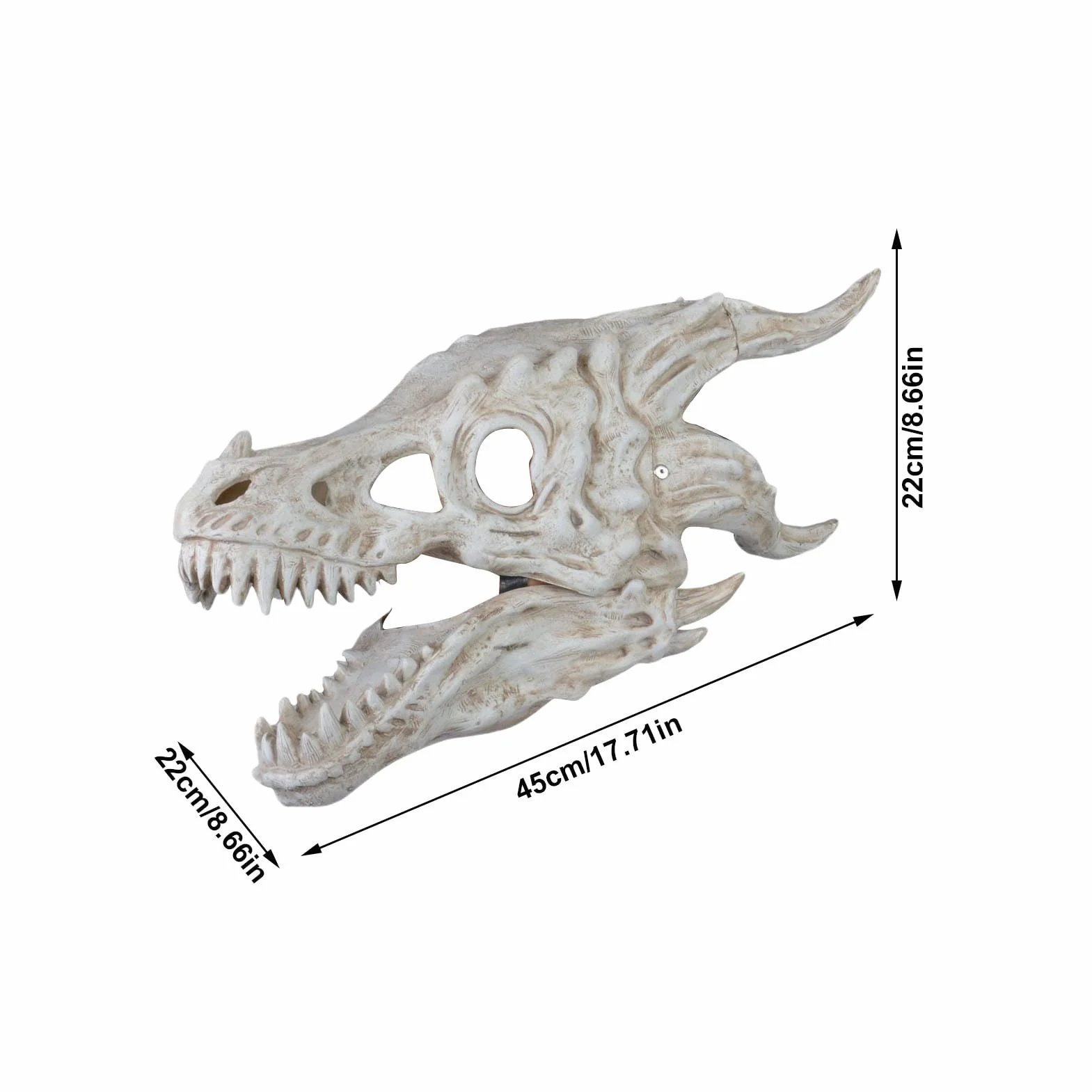 Copertura per viso in lattice con ossa di drago realistica testa di drago copertura integrale copricapo per dinosauri con teschio Halloween