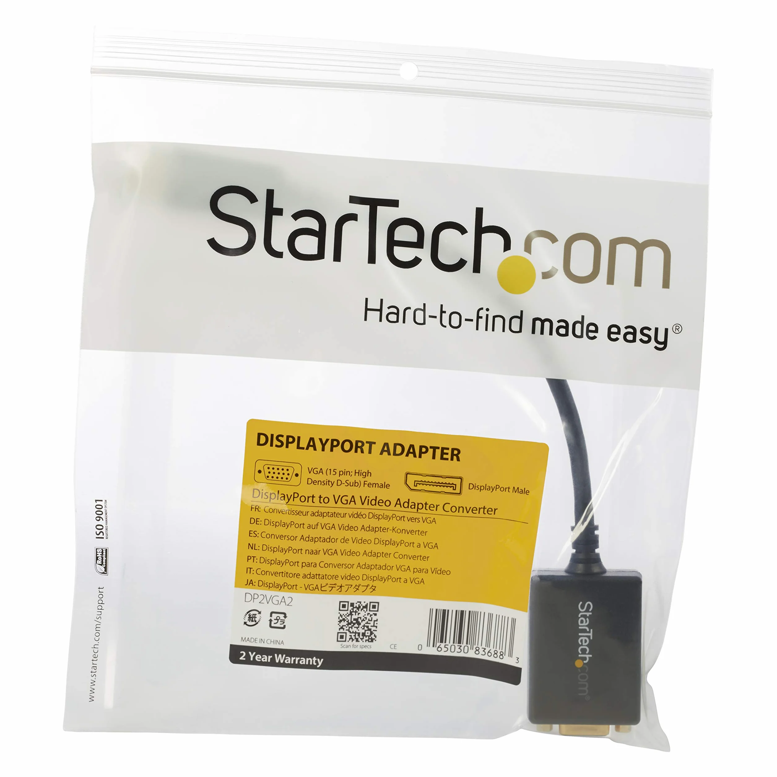 StarTech DisplayPort to VGA Video Adapter Converter M/M Black