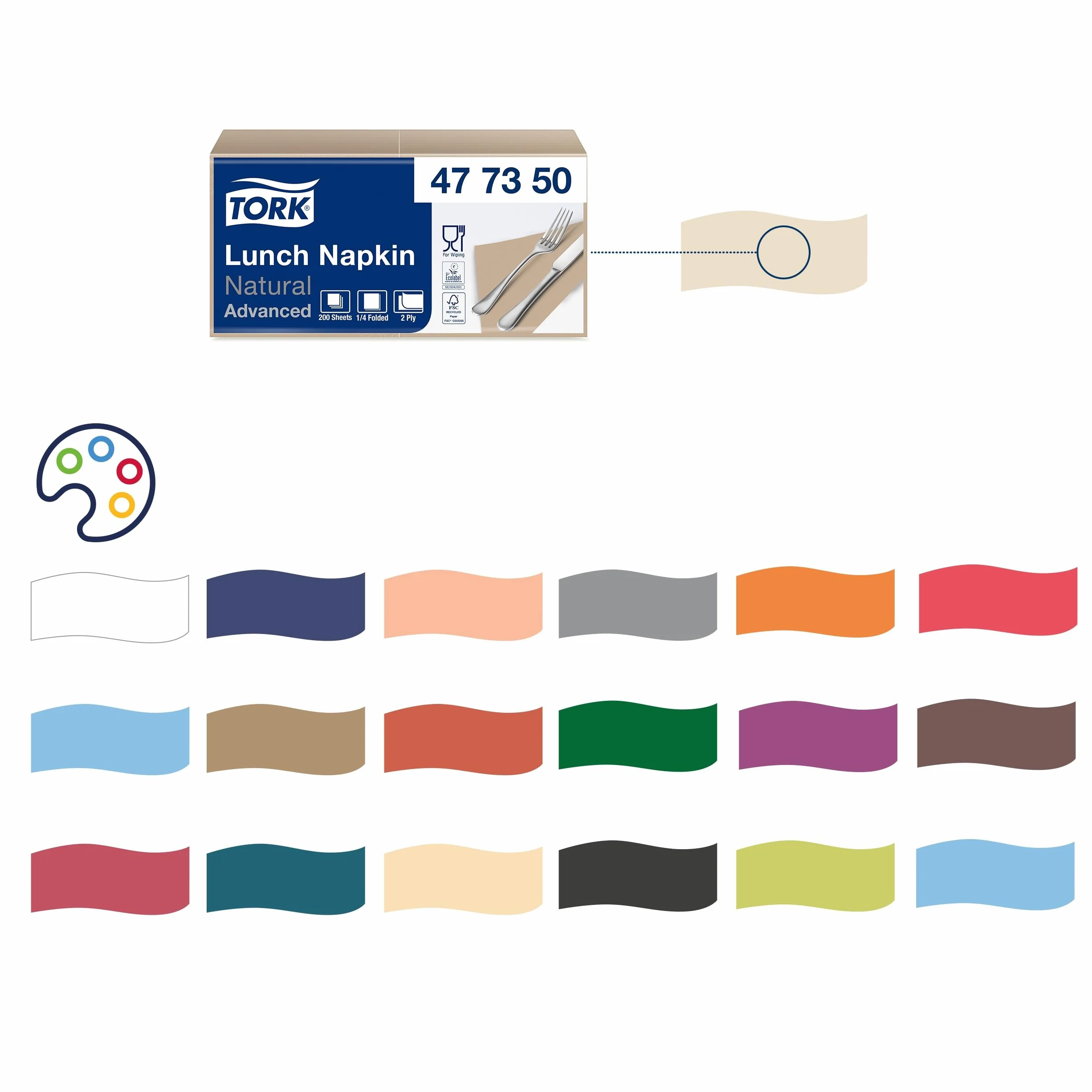 Tork Natural Tovagliolo da Pranzo 1/4 di Piega 2 Veli 33x33 cm 200 Tovaglioli 477350