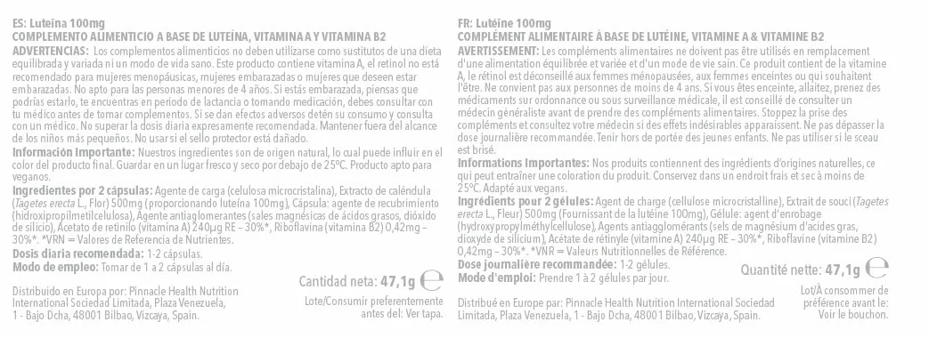 Capsule di Luteina 100mg con Vitamina A & Riboflavina per Vista & Metabolismo 60 Capsule