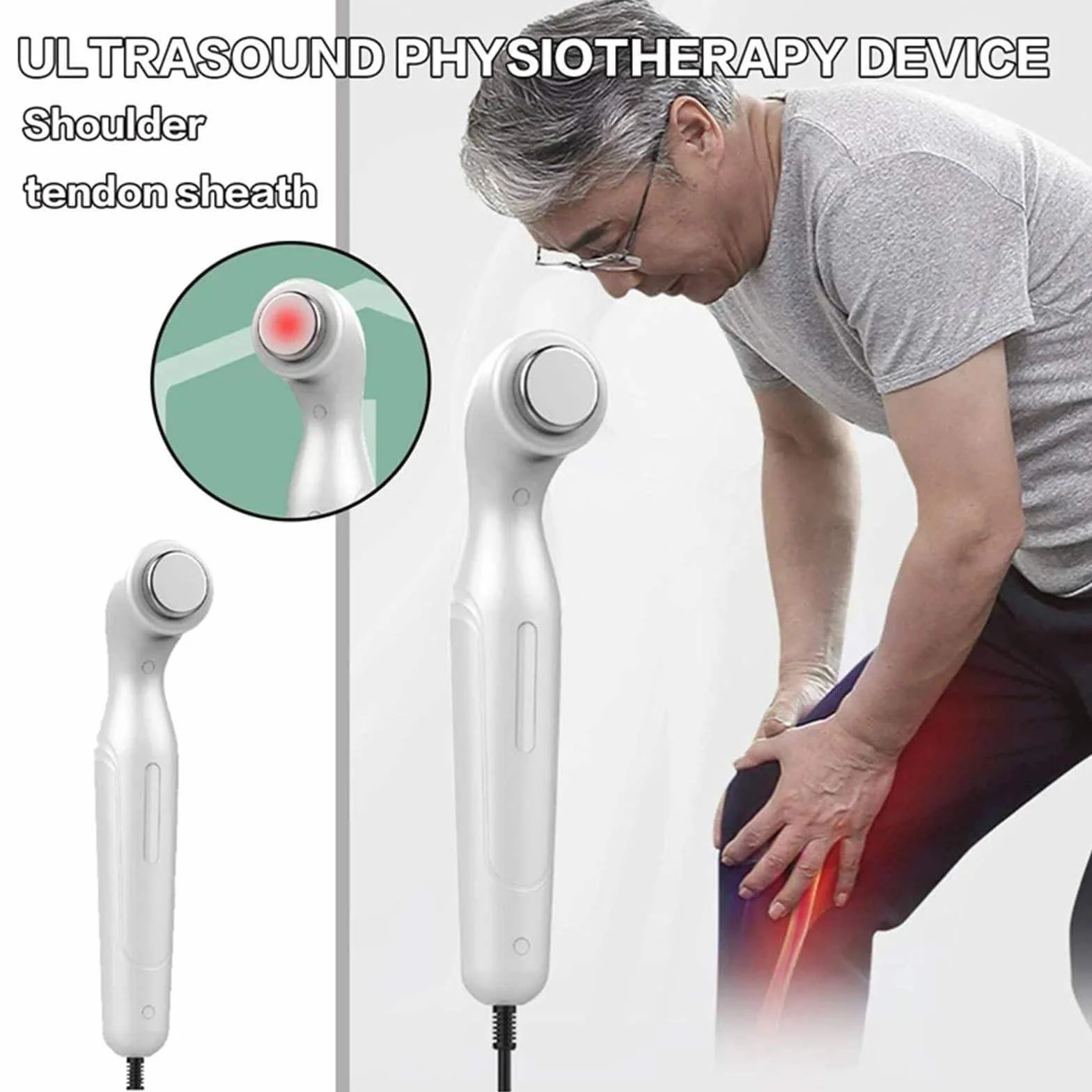 Macchina Portatile per Terapia Ad Ultrasuoni 1 MHz-3 MHz 15 Minuti 3 Marce Regolabili 4 Cm² Bianca
