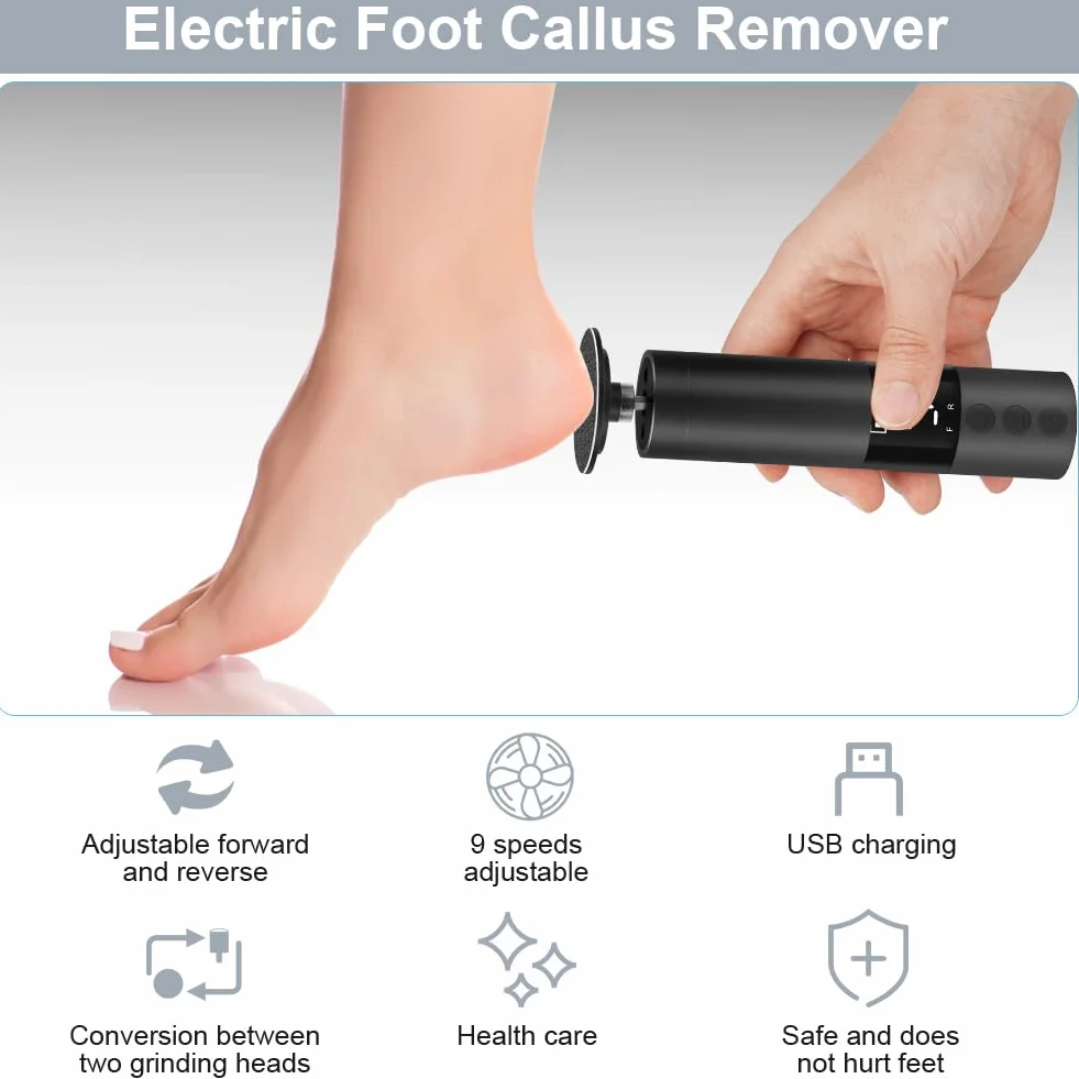 Pedicure Elettrico Professionale 2 in 1 Levigatore 9 Velocità Regolabile Display LCD Lima Piedi Elettrica Rimuove Calli Pelle Dura
