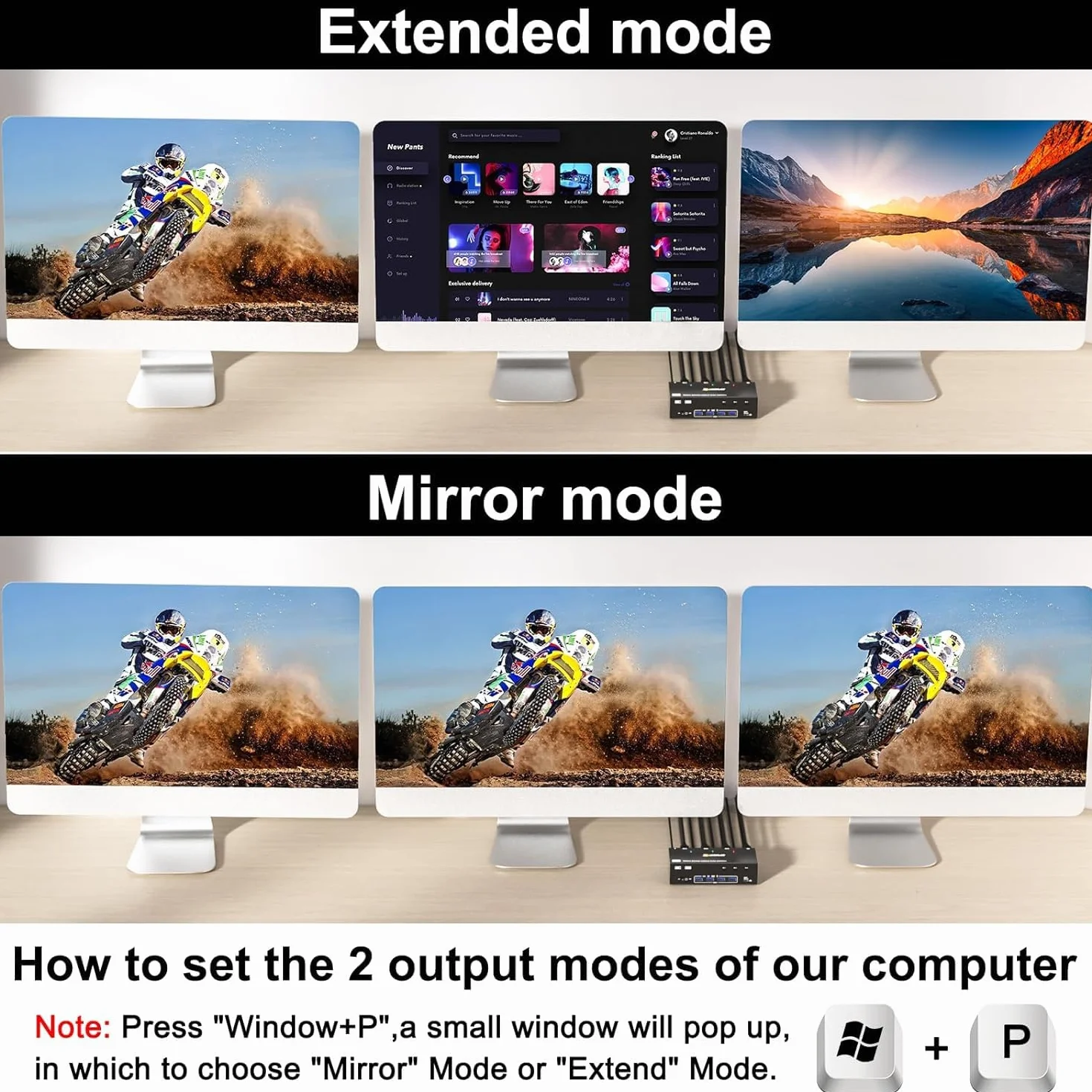 Switch KVM 3 PC 3 monitor 8K a 60 Hz 4K a 144 Hz, CAMGEET HDMI+2 Displayport Switch KVM triplo monitor per 3 computer, condividi 3 monitor e 4 dispositivi USB 3.0, telecomando cablato incluso