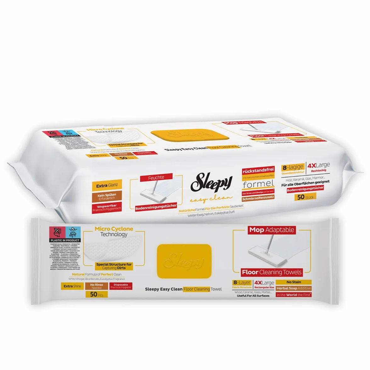 Sleepy Salviette per la pulizia dei pavimenti extra lucide 50 fogli per tutte le superfici legno ceramica vetro marmo