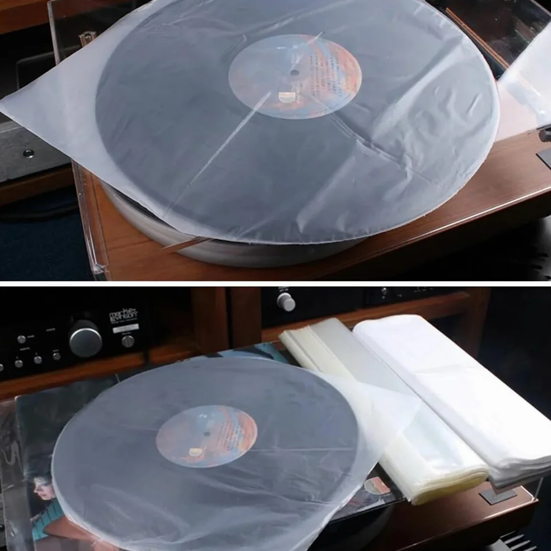 100 Pezzi Buste Vinili 33 Giri, Protezione Antistatica per Dischi Vinile, Vinyl Sleeves Trasparenti, Custodie Plastiche per Vinili da 12 Pollici