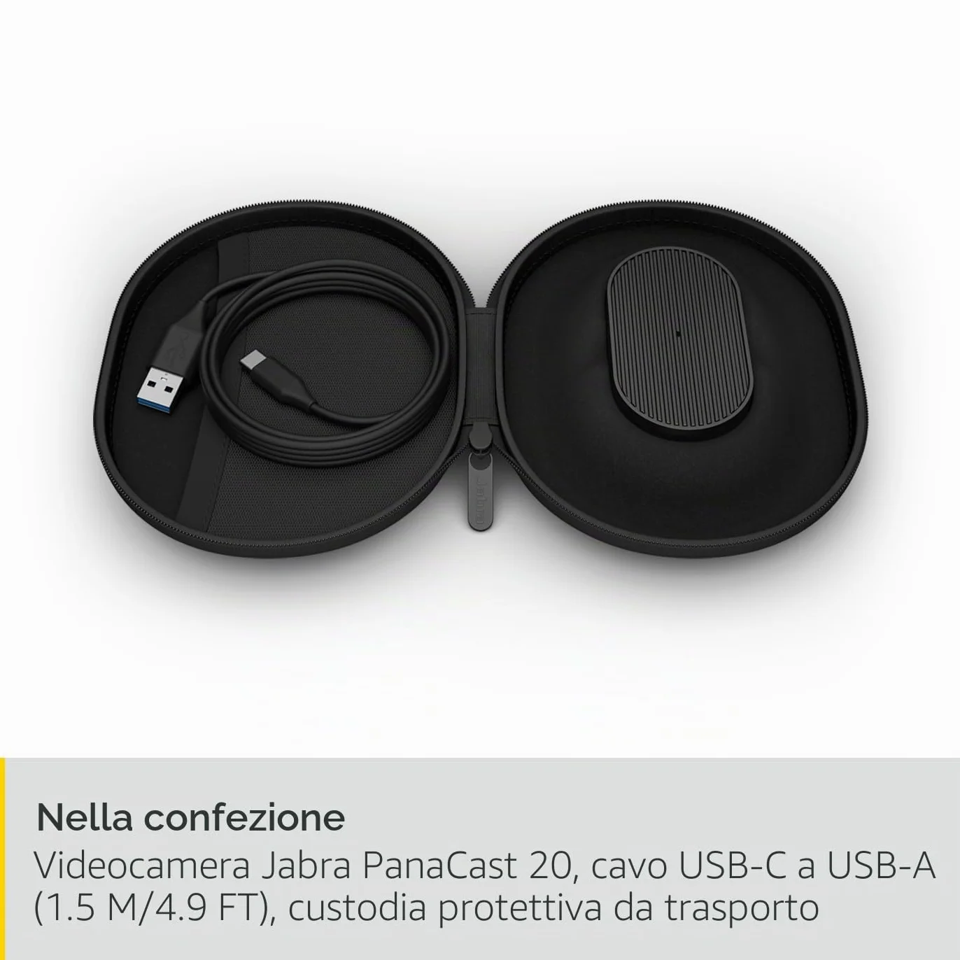 Jabra PanaCast 20 Webcam per videoconferenze in 4K Videocamera Plug & Play, con risoluzione 4K Ultra-HD e IA integrata, zoom intelligente e ottimizzazione dell'illuminazione