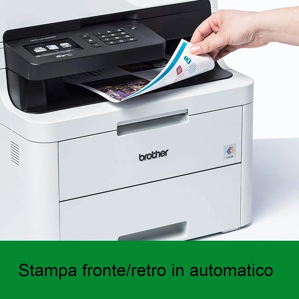 Brother MFCL3730CDN Stampante Multifunzione a Colori LED FAX Stampa Fronte/Retro Automatica Rete Cablata USB 2.0 ADF 50 Fogli Touchscreen