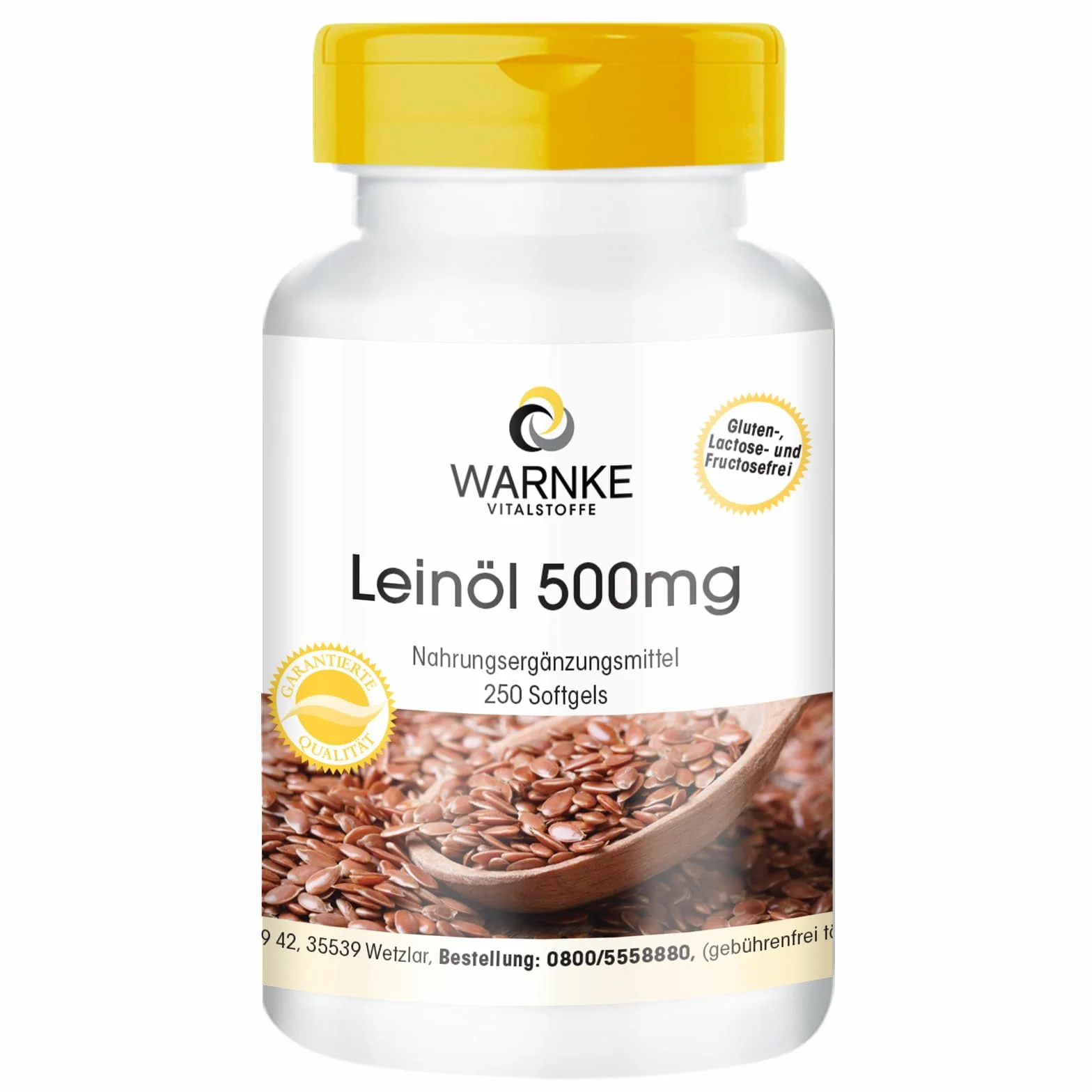 Olio di lino puro 500mg Alpha acido liponico Omega 3-250 Softgel Vitamina E Warnke Vitalstoffe