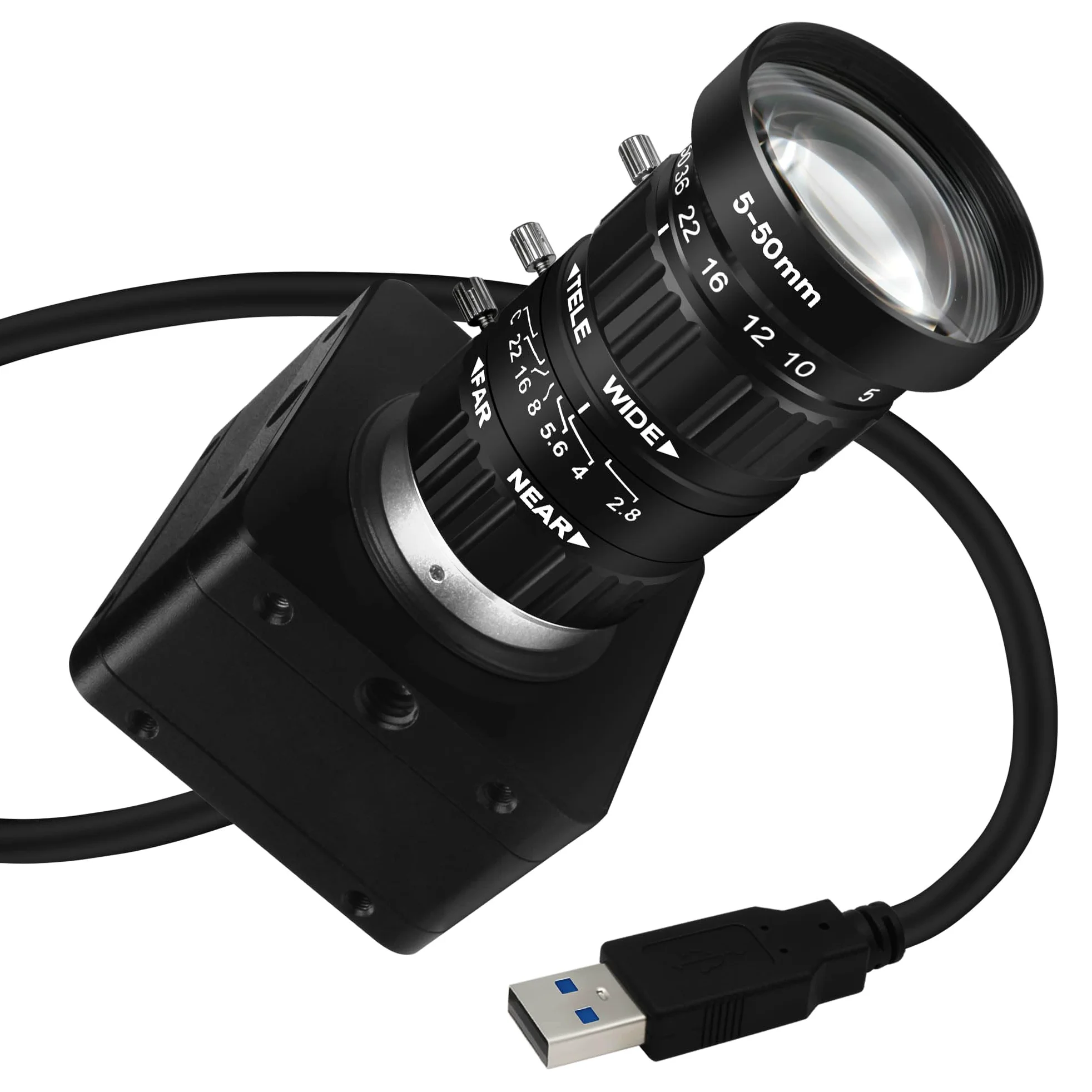 SVPRO Fotocamera USB 3.0, fotocamera USB 4K ad alta velocità 60 fps, webcam con messa a fuoco manuale da 8,3 MP con obiettivo CS da 5-50 mm, zoom 10X Streaming Cam UVC Plug and Play per Windows/Linux