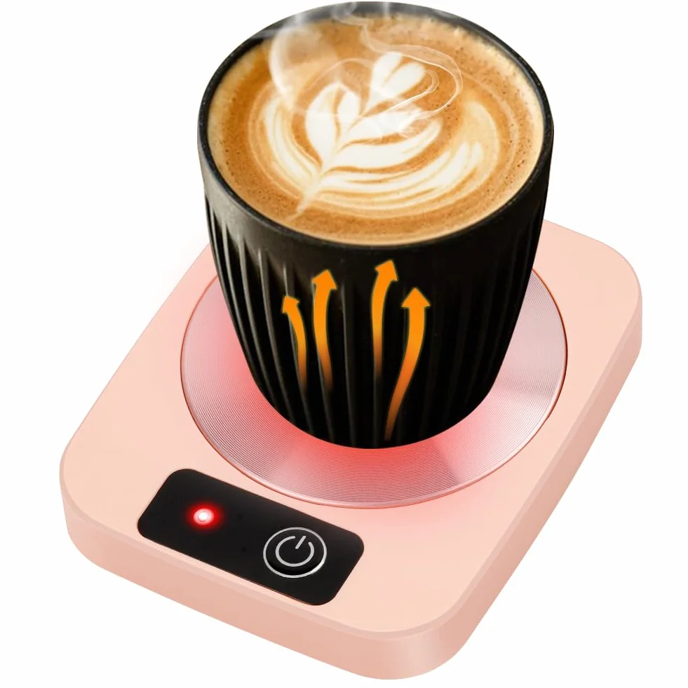 Scalda Tazza da Scrivania, 55℃ Scalda Tazza Elettrico Warm per Caffè Bevande Tè Scalda Latte 220V 16W Portatile Elettrico Scaldatazze Scalda Tazze Mini Cuscinetto Riscaldante per Tazze Ros